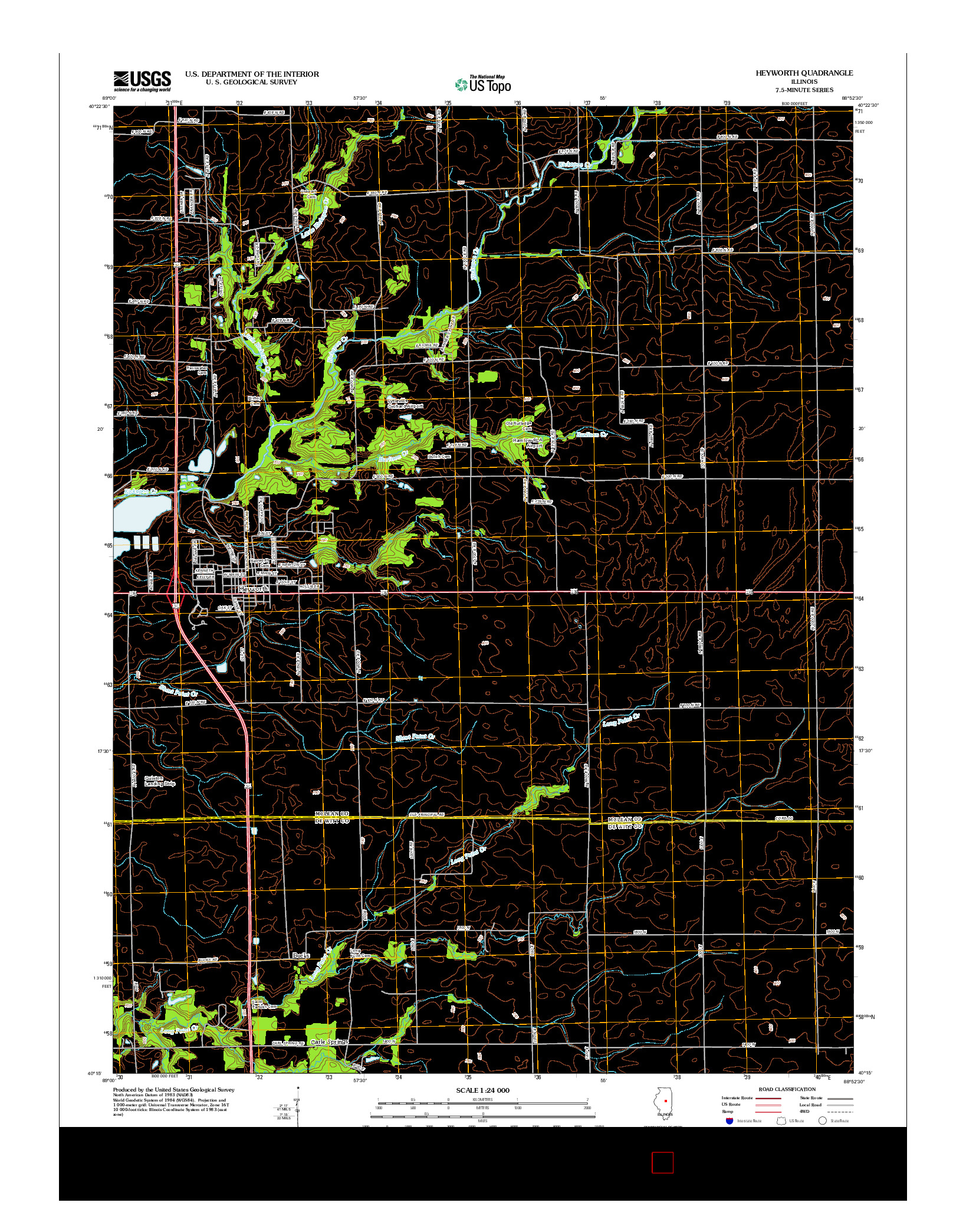 USGS US TOPO 7.5-MINUTE MAP FOR HEYWORTH, IL 2012