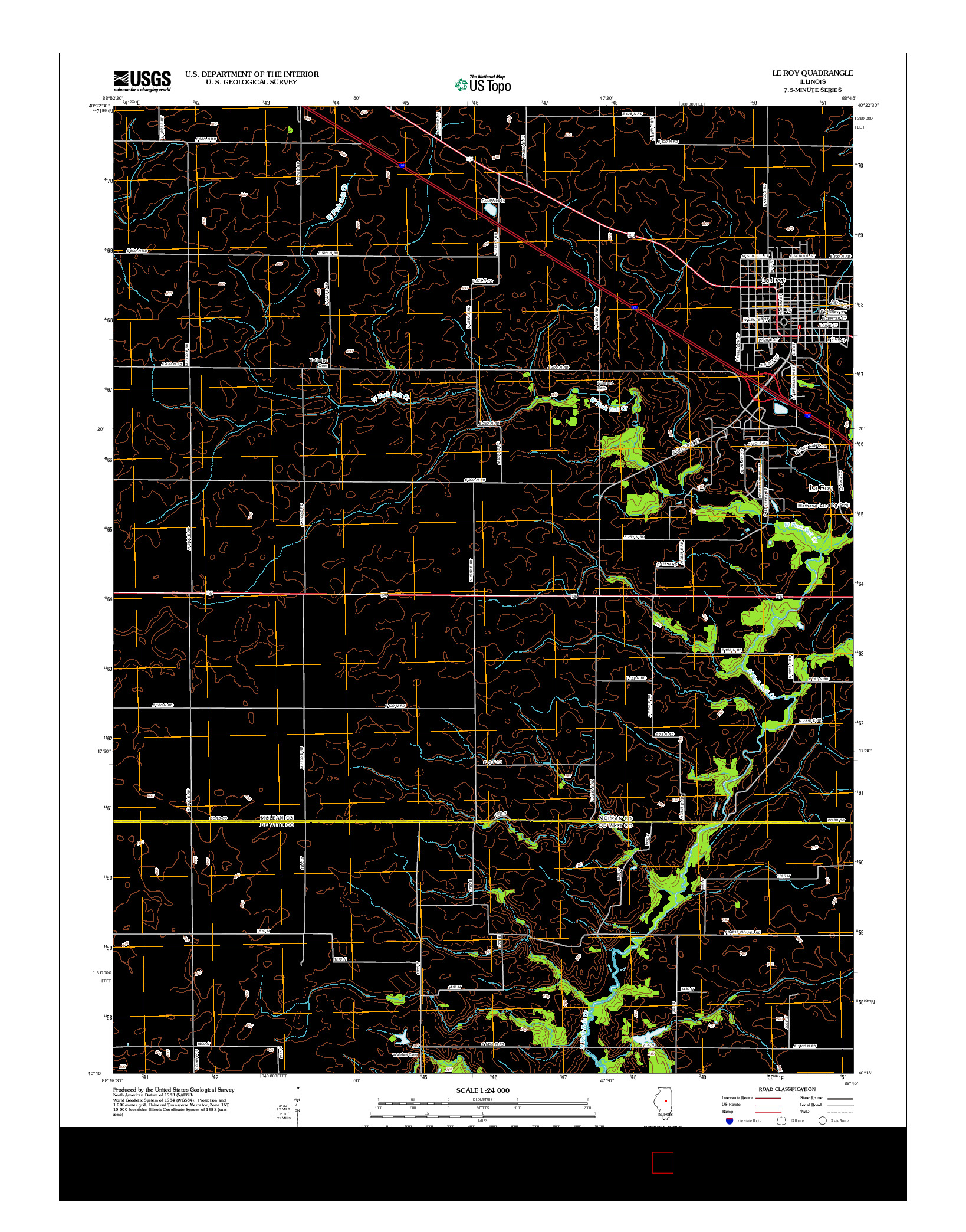 USGS US TOPO 7.5-MINUTE MAP FOR LE ROY, IL 2012