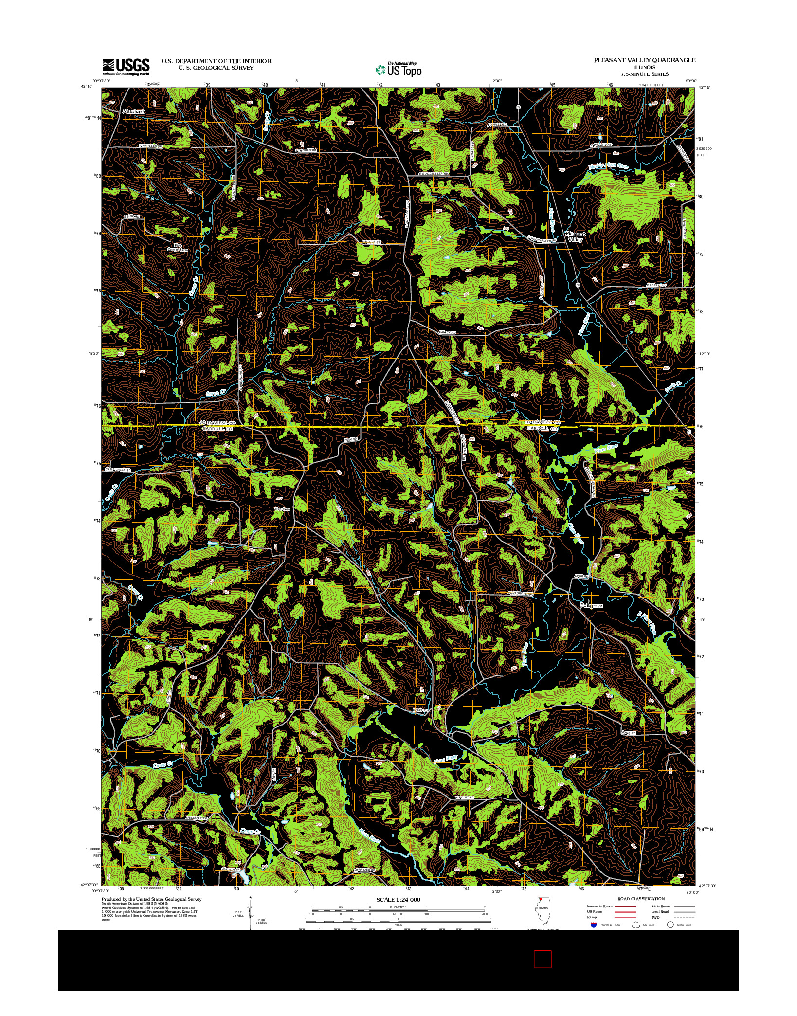 USGS US TOPO 7.5-MINUTE MAP FOR PLEASANT VALLEY, IL 2012