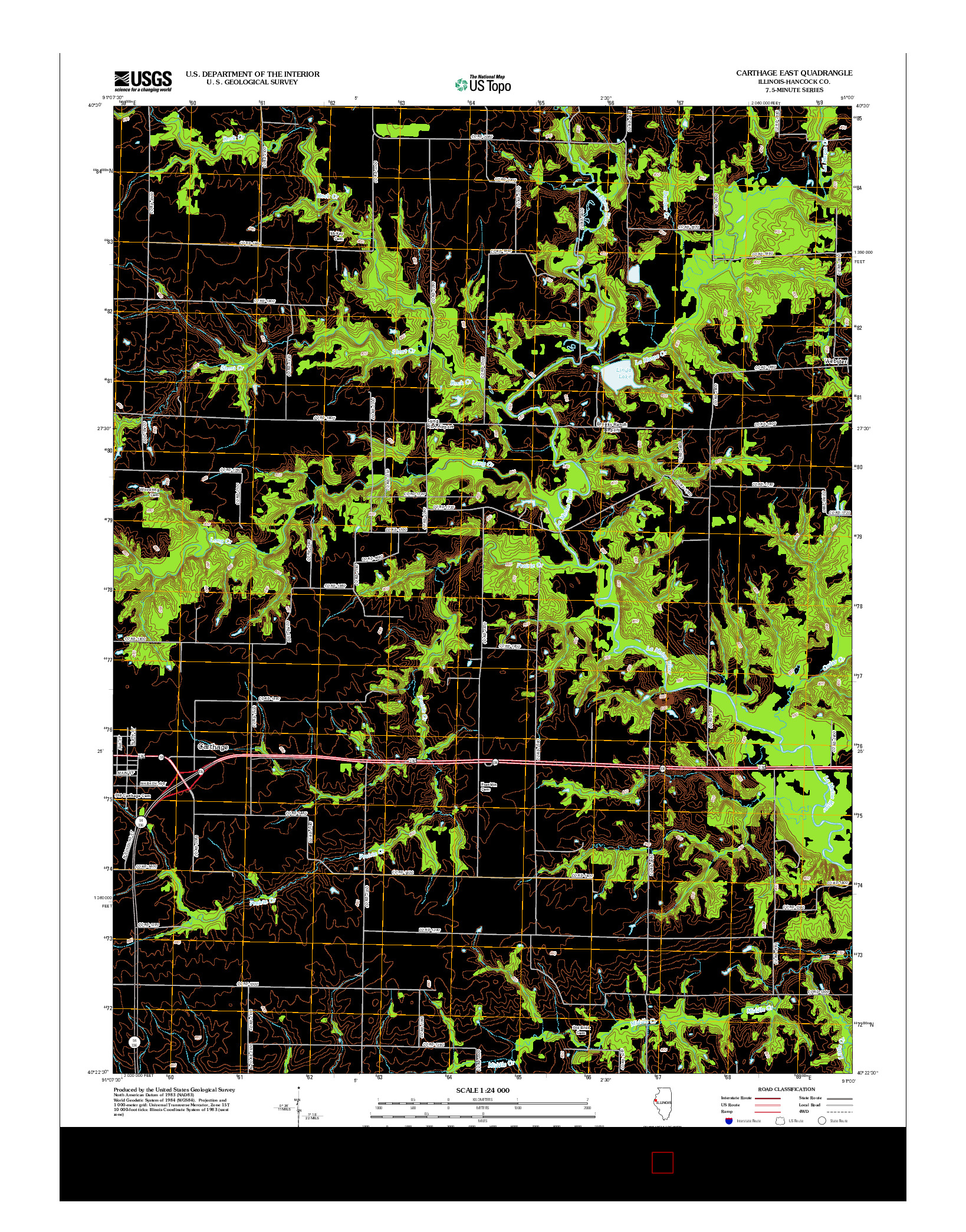 USGS US TOPO 7.5-MINUTE MAP FOR CARTHAGE EAST, IL 2012