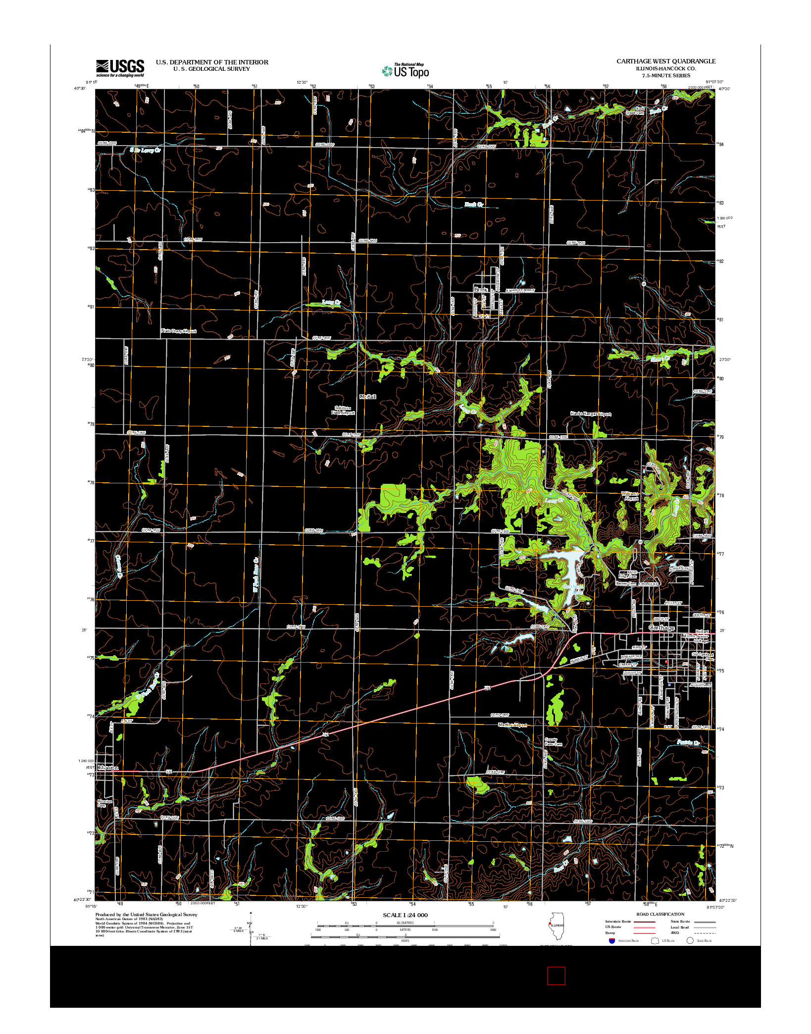 USGS US TOPO 7.5-MINUTE MAP FOR CARTHAGE WEST, IL 2012