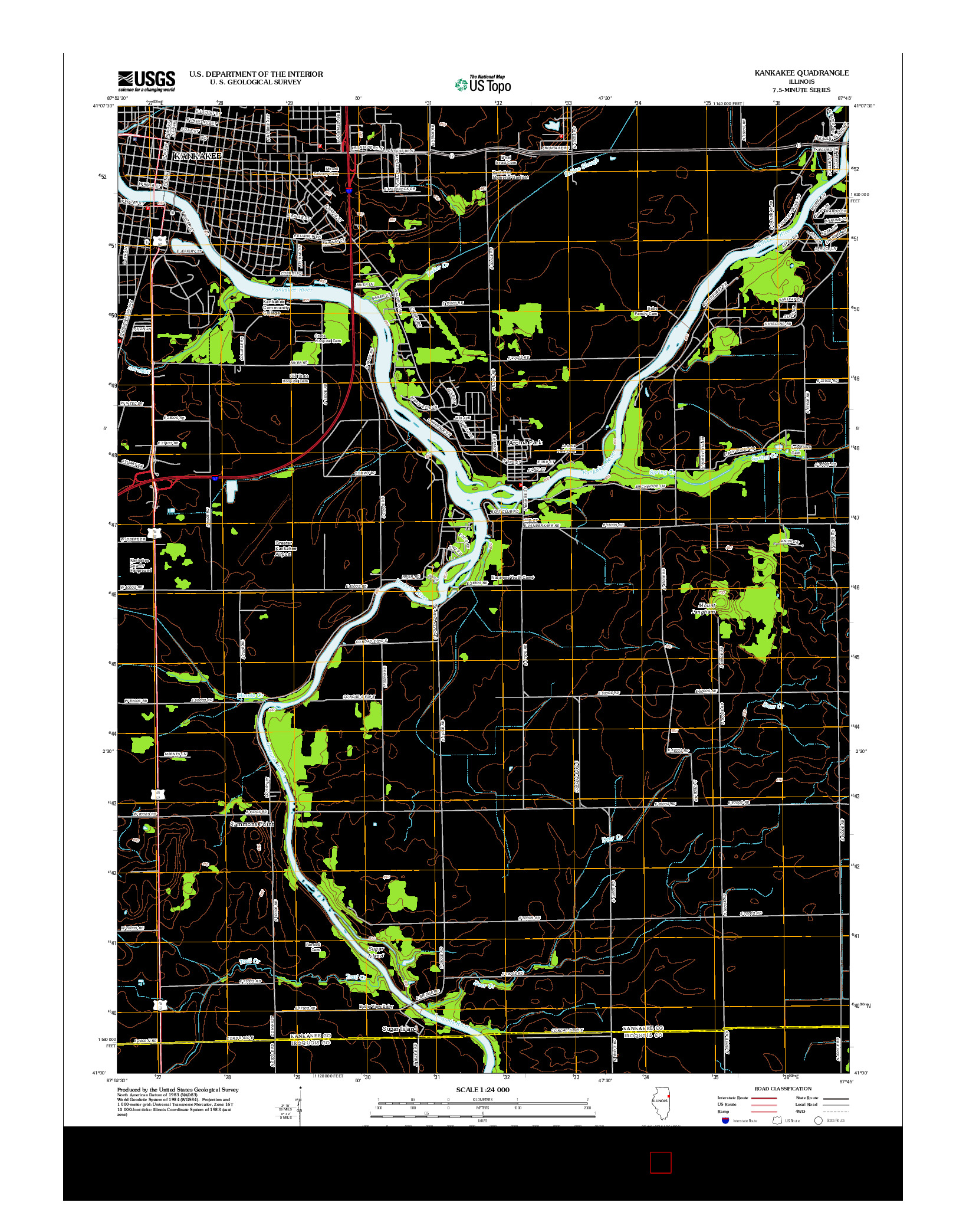 USGS US TOPO 7.5-MINUTE MAP FOR KANKAKEE, IL 2012
