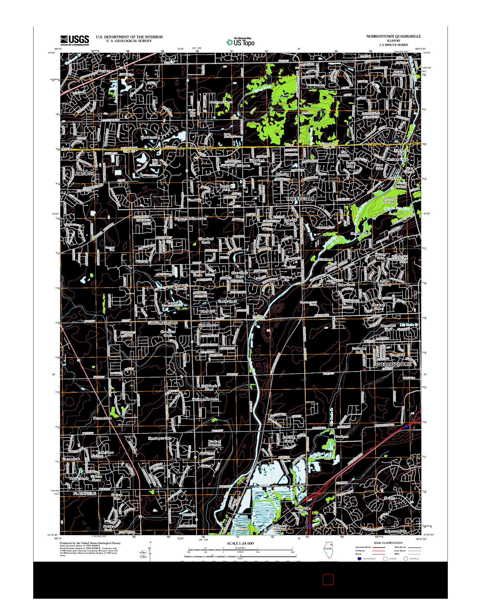 USGS US TOPO 7.5-MINUTE MAP FOR NORMANTOWN, IL 2012