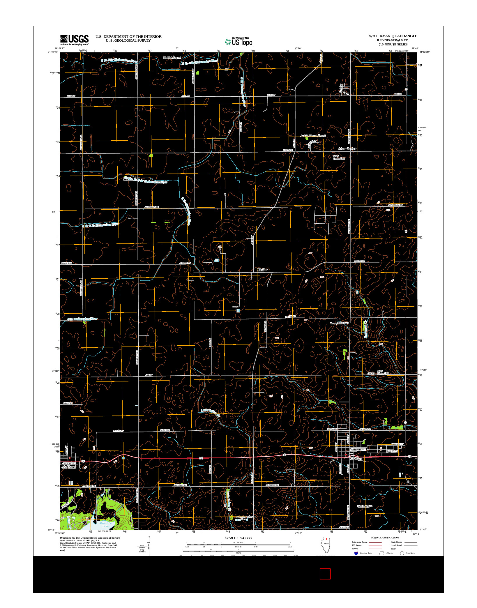 USGS US TOPO 7.5-MINUTE MAP FOR WATERMAN, IL 2012