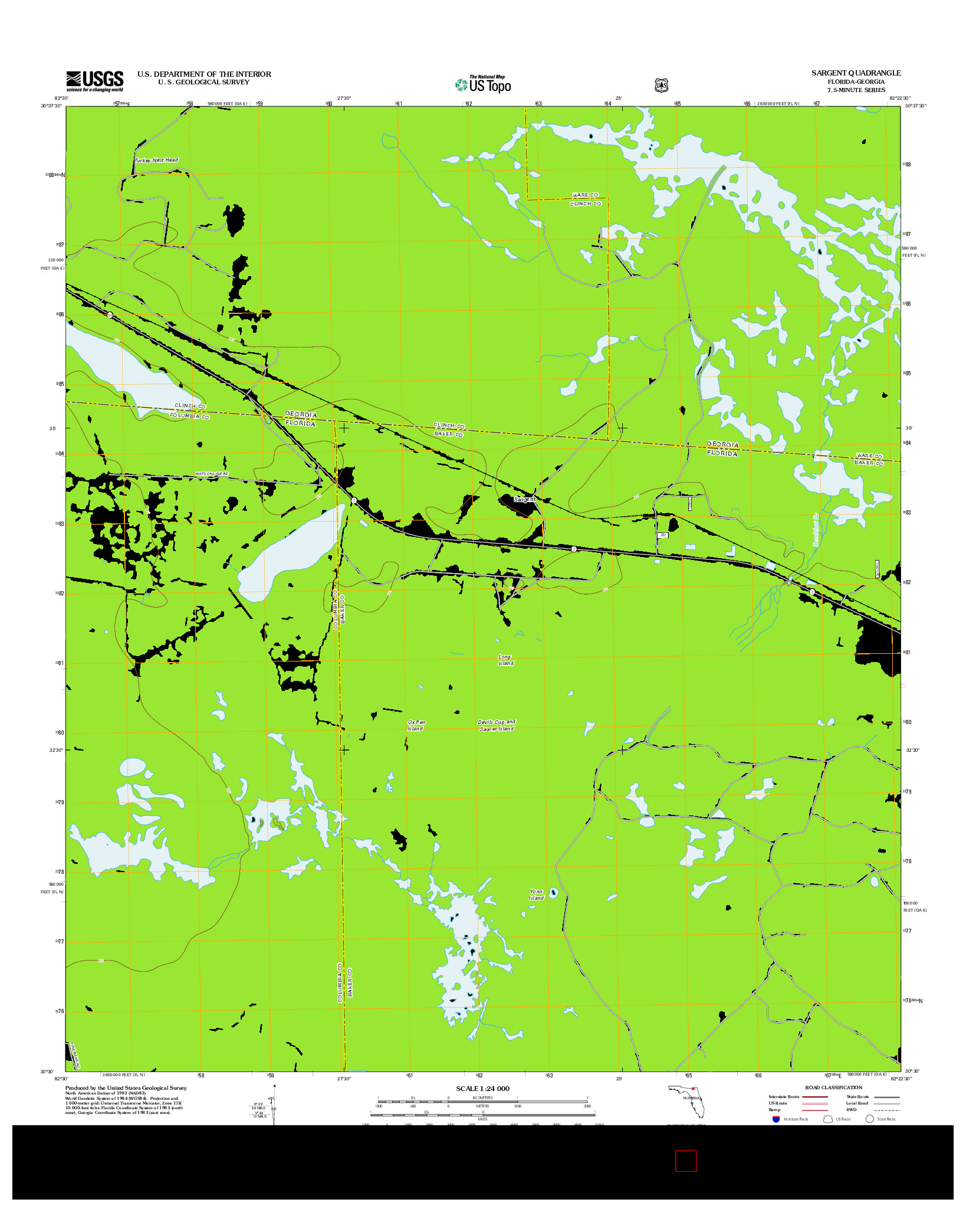 USGS US TOPO 7.5-MINUTE MAP FOR SARGENT, FL-GA 2012
