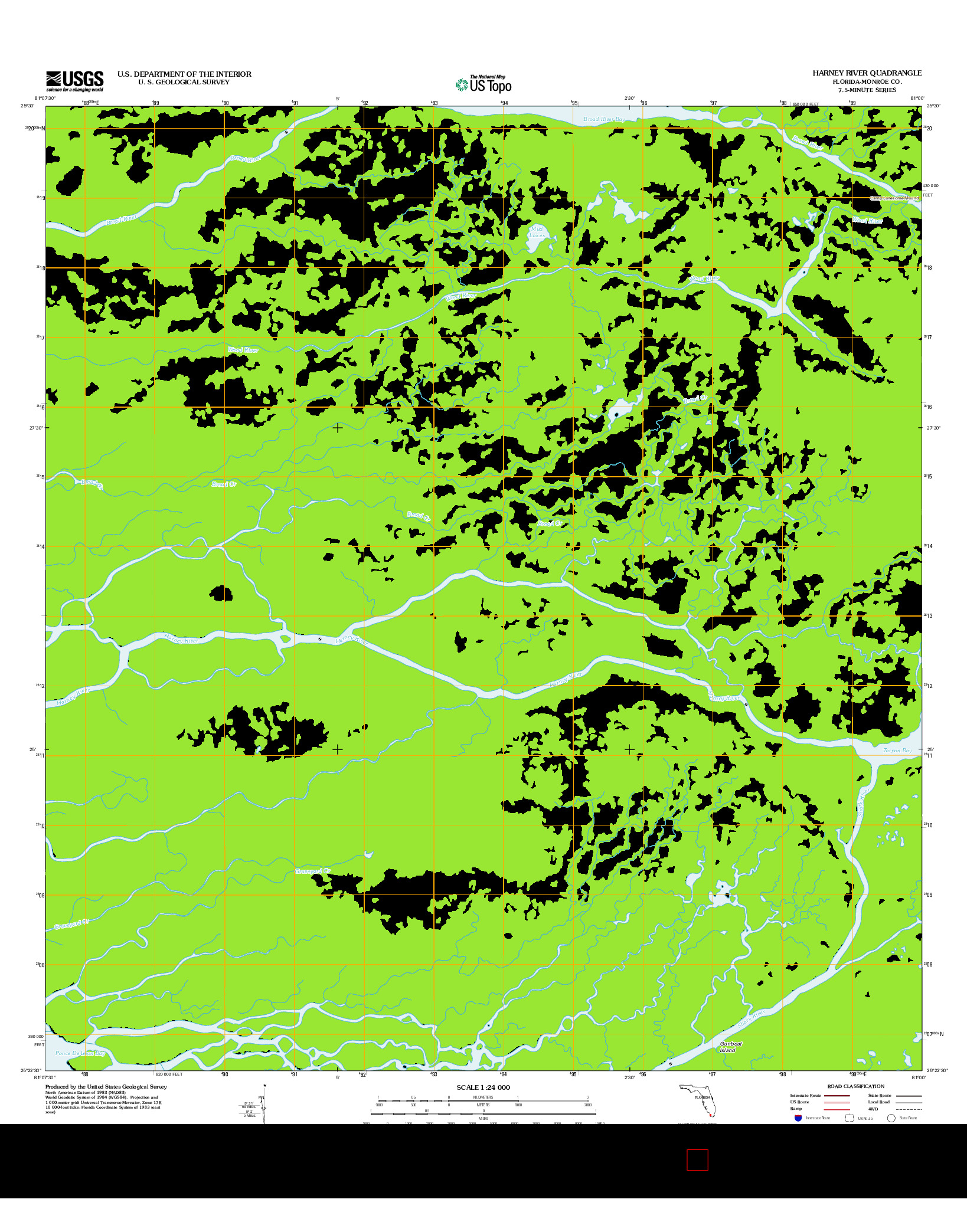 USGS US TOPO 7.5-MINUTE MAP FOR HARNEY RIVER, FL 2012