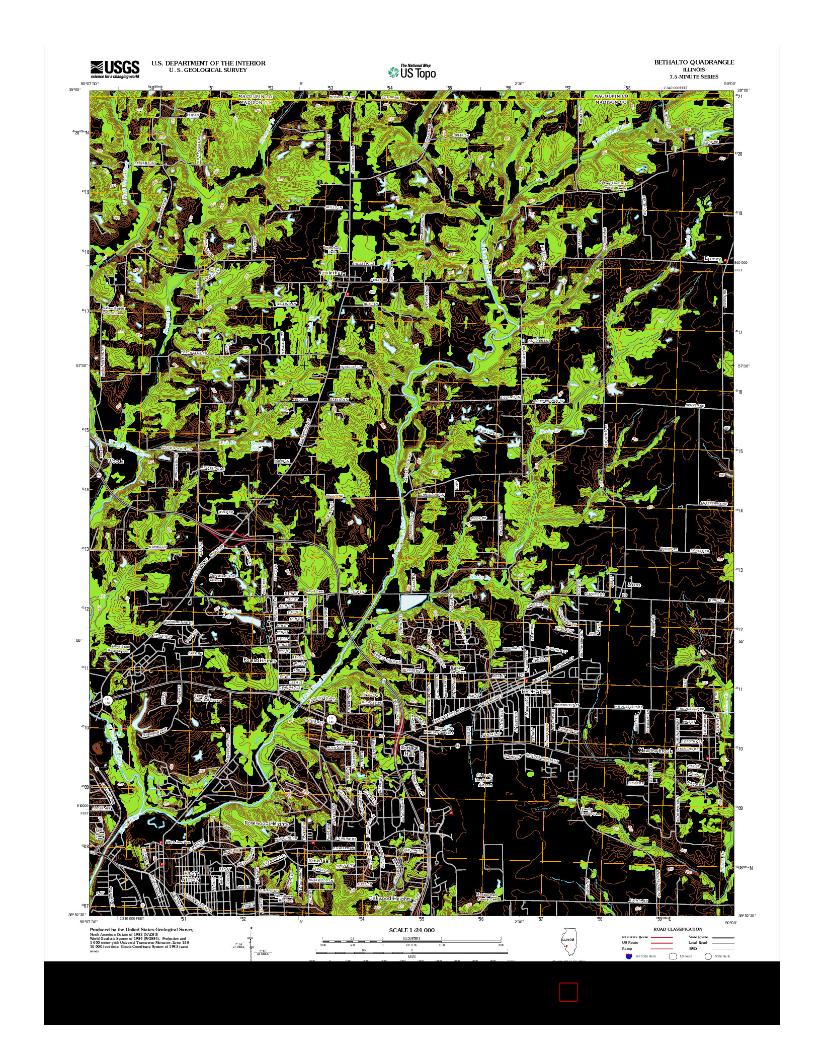 USGS US TOPO 7.5-MINUTE MAP FOR BETHALTO, IL 2012