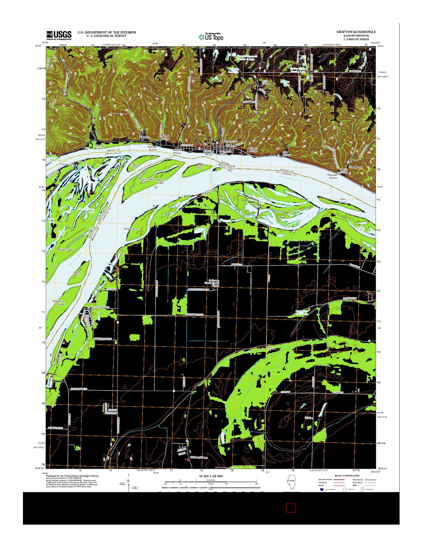 USGS US TOPO 7.5-MINUTE MAP FOR GRAFTON, IL-MO 2012