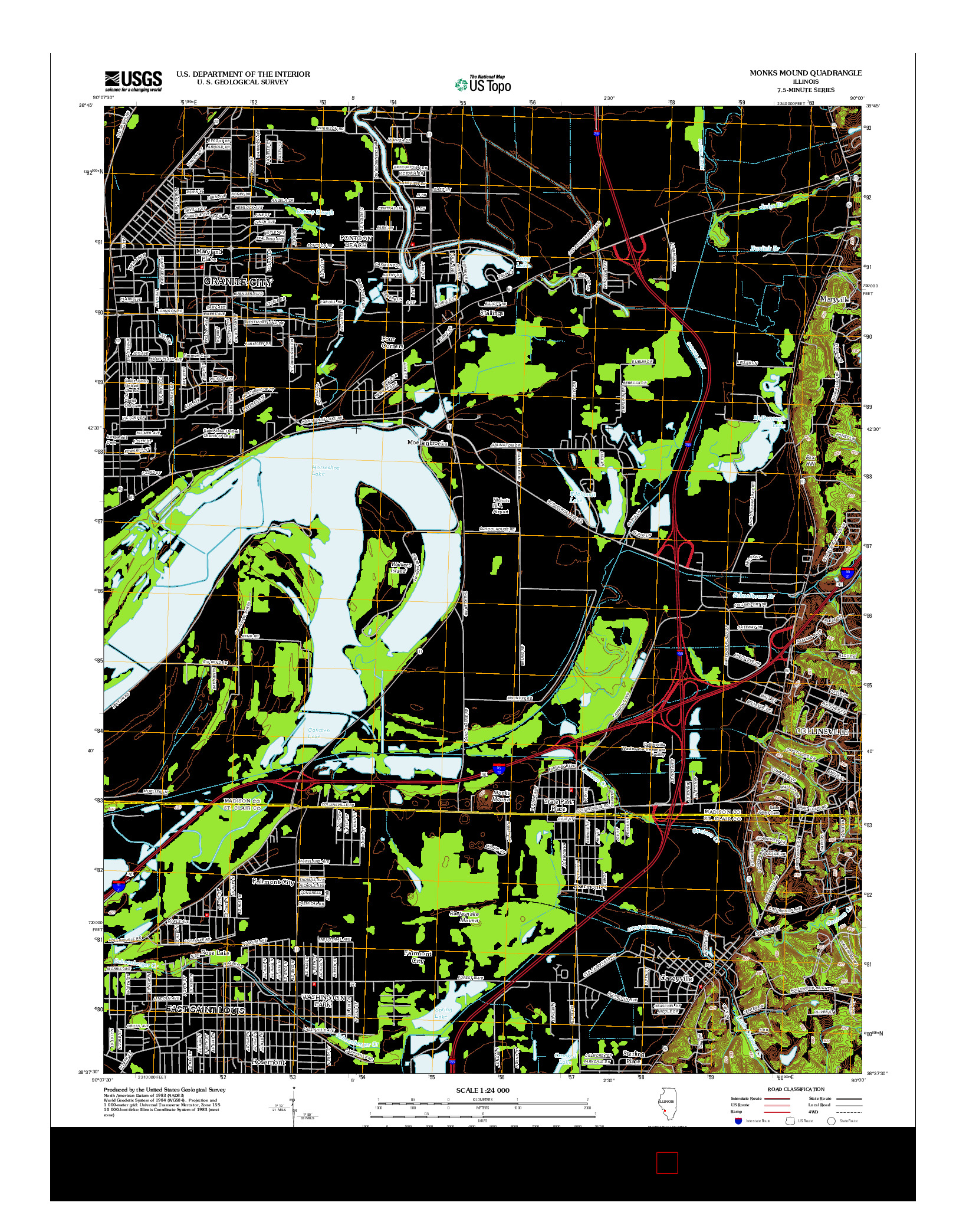 USGS US TOPO 7.5-MINUTE MAP FOR MONKS MOUND, IL 2012