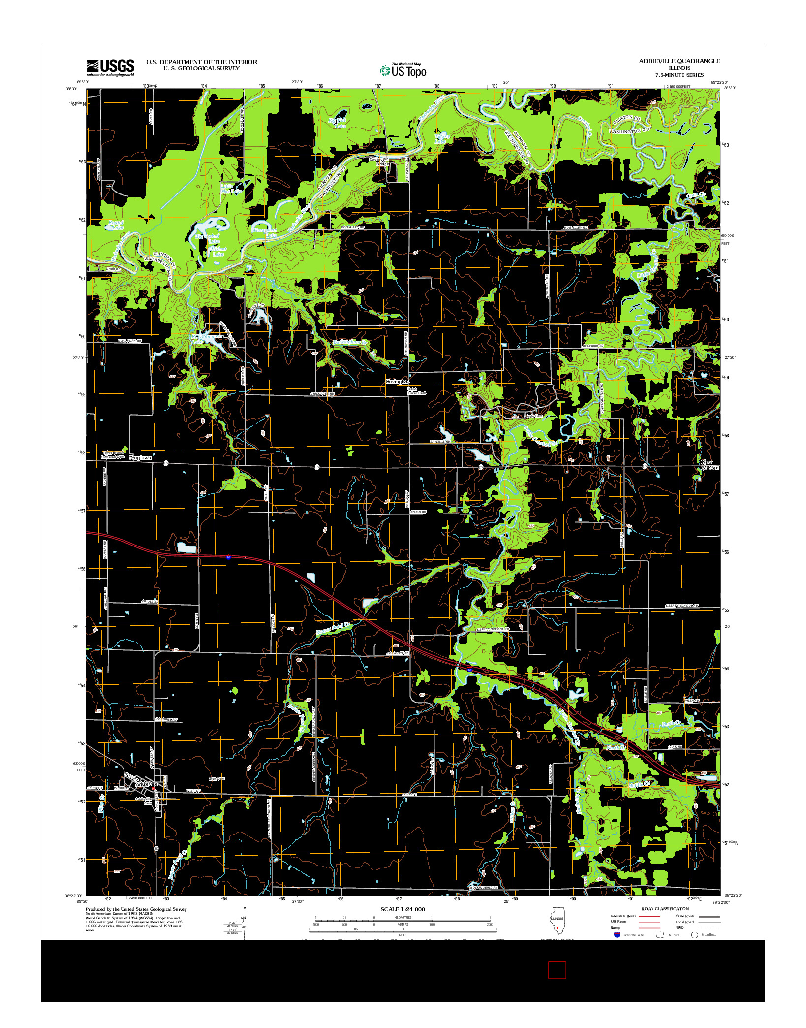 USGS US TOPO 7.5-MINUTE MAP FOR ADDIEVILLE, IL 2012