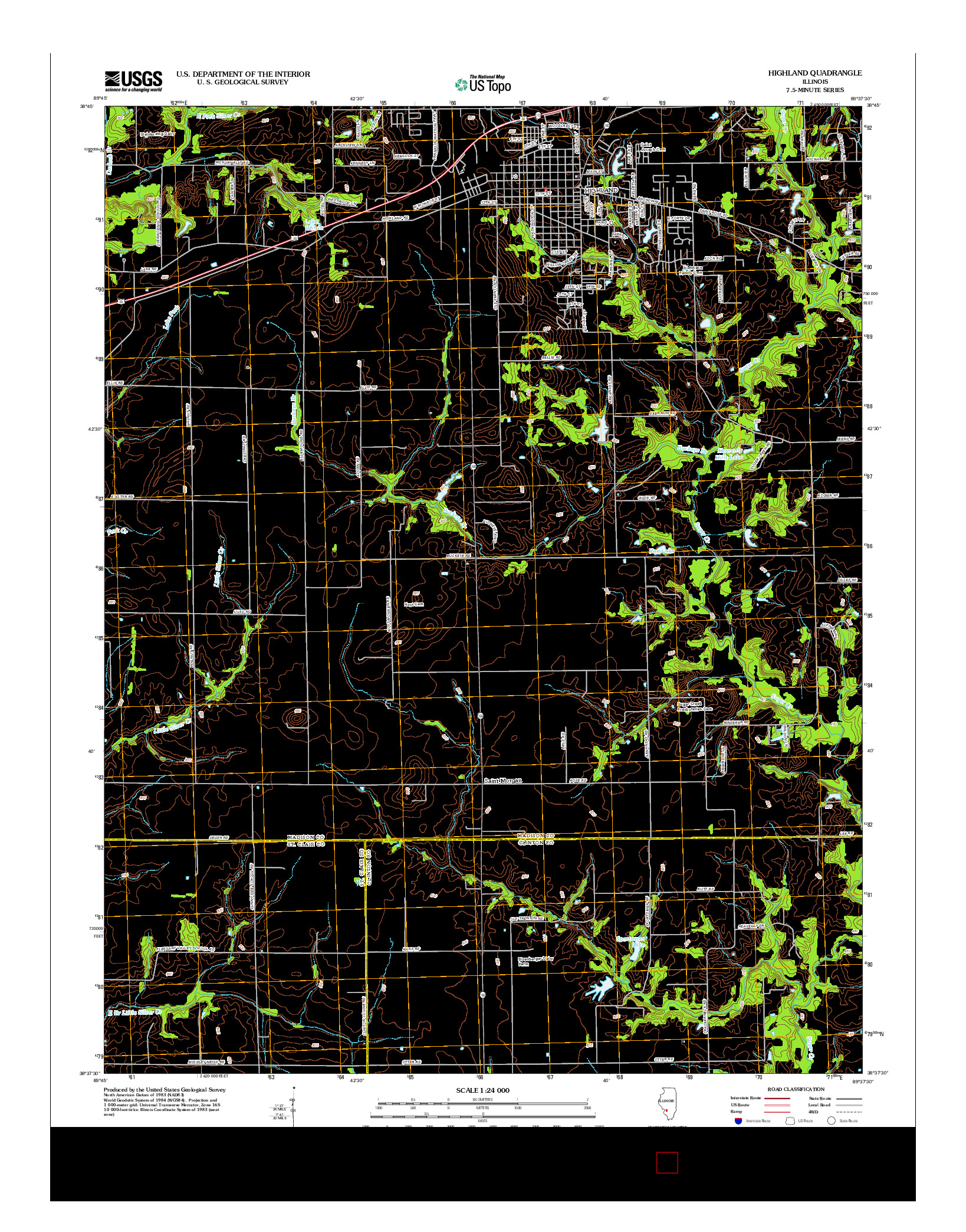 USGS US TOPO 7.5-MINUTE MAP FOR HIGHLAND, IL 2012