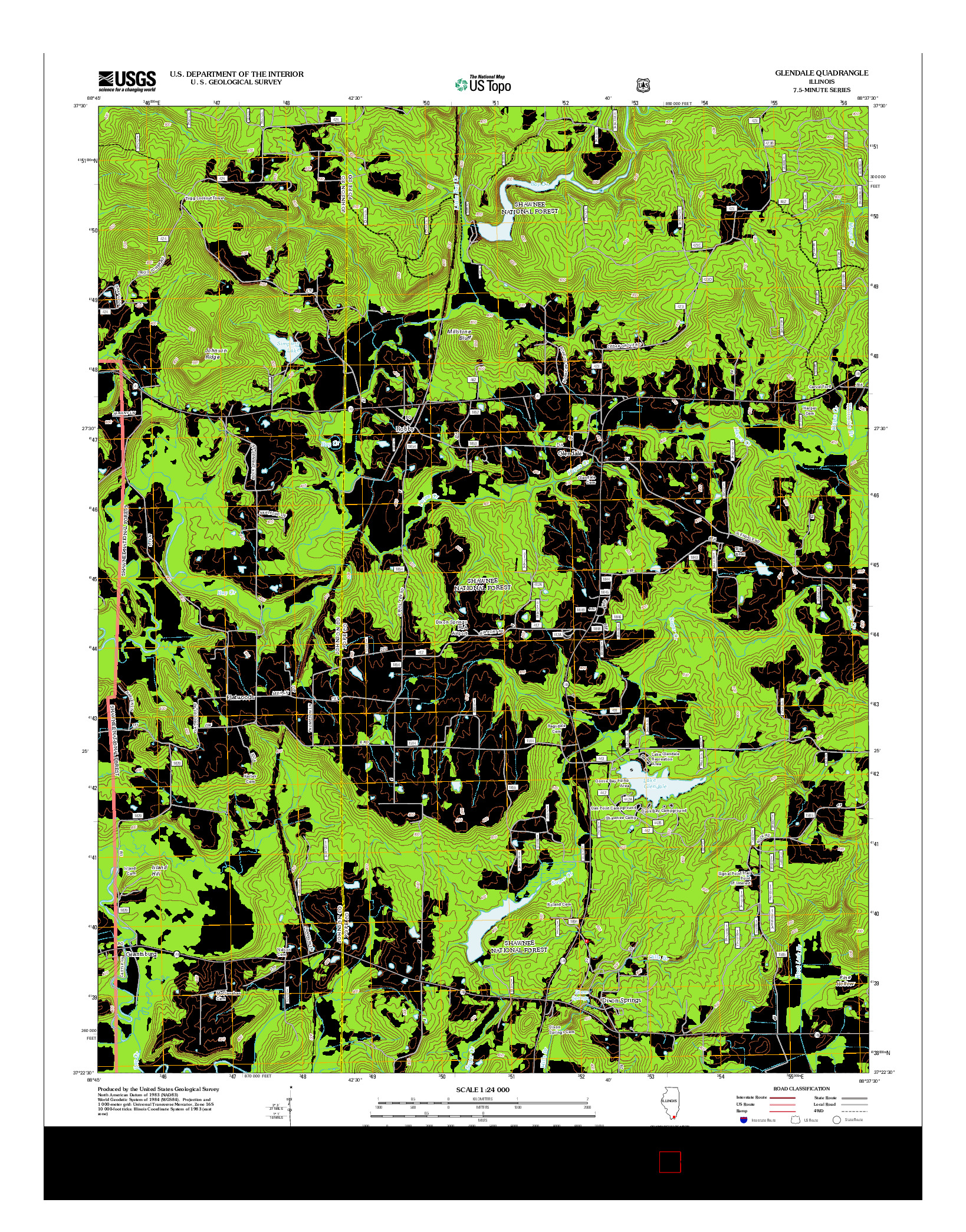 USGS US TOPO 7.5-MINUTE MAP FOR GLENDALE, IL 2012