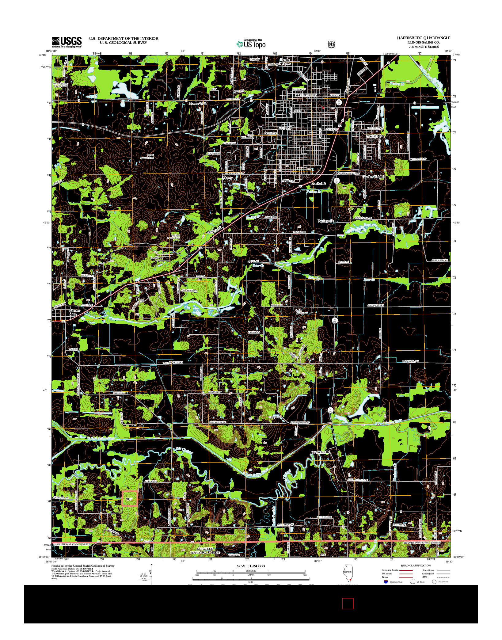 USGS US TOPO 7.5-MINUTE MAP FOR HARRISBURG, IL 2012