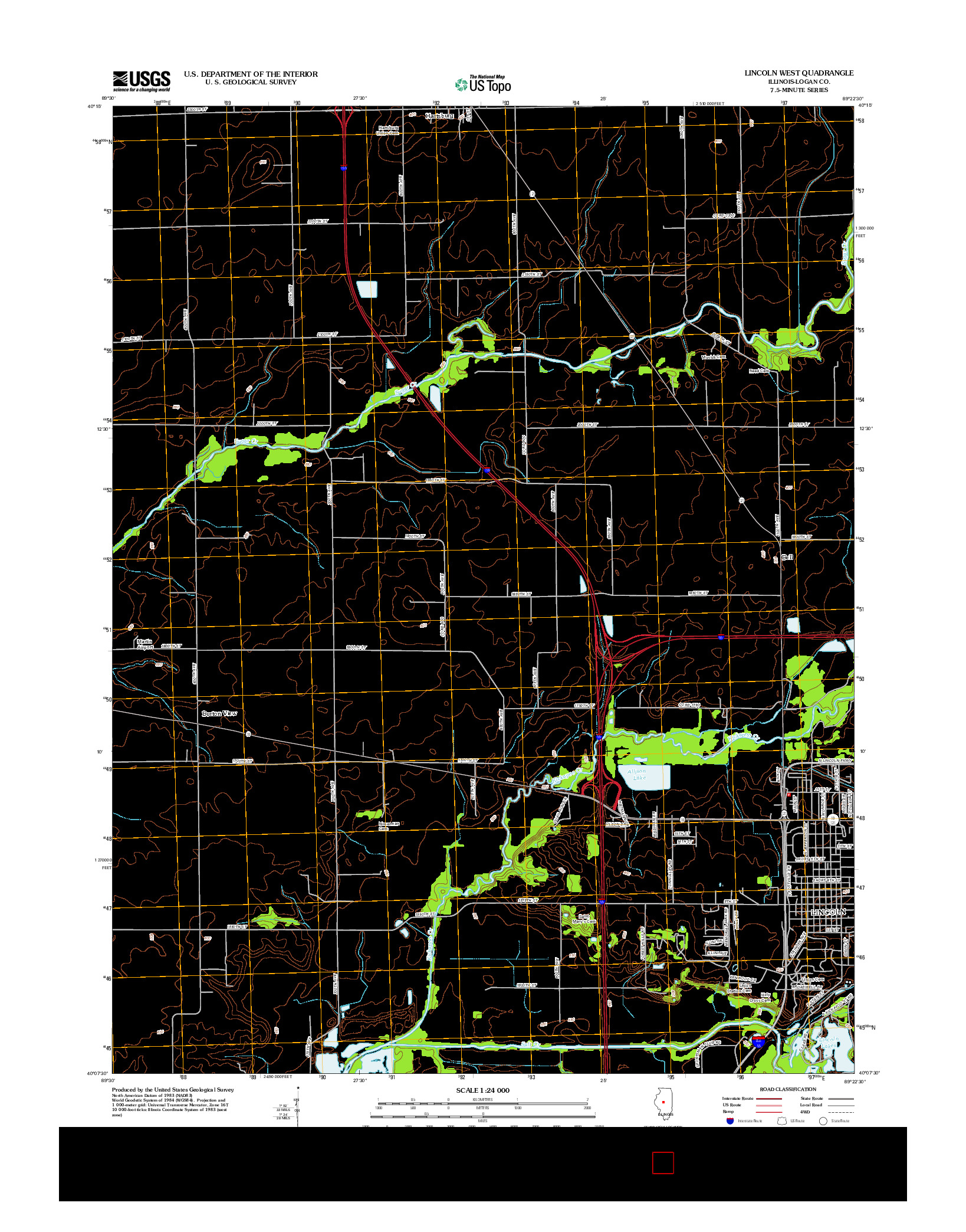 USGS US TOPO 7.5-MINUTE MAP FOR LINCOLN WEST, IL 2012