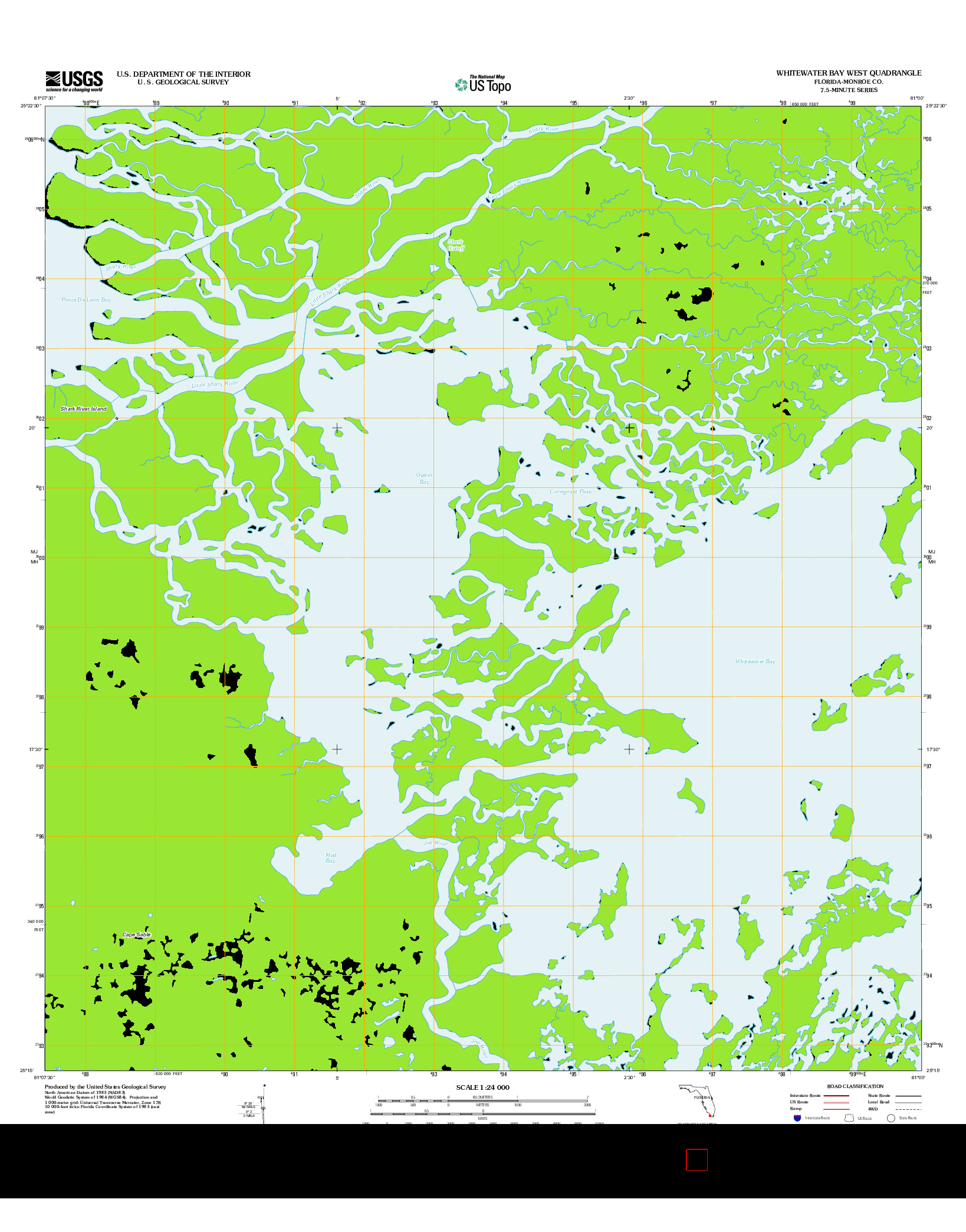 USGS US TOPO 7.5-MINUTE MAP FOR WHITEWATER BAY WEST, FL 2012