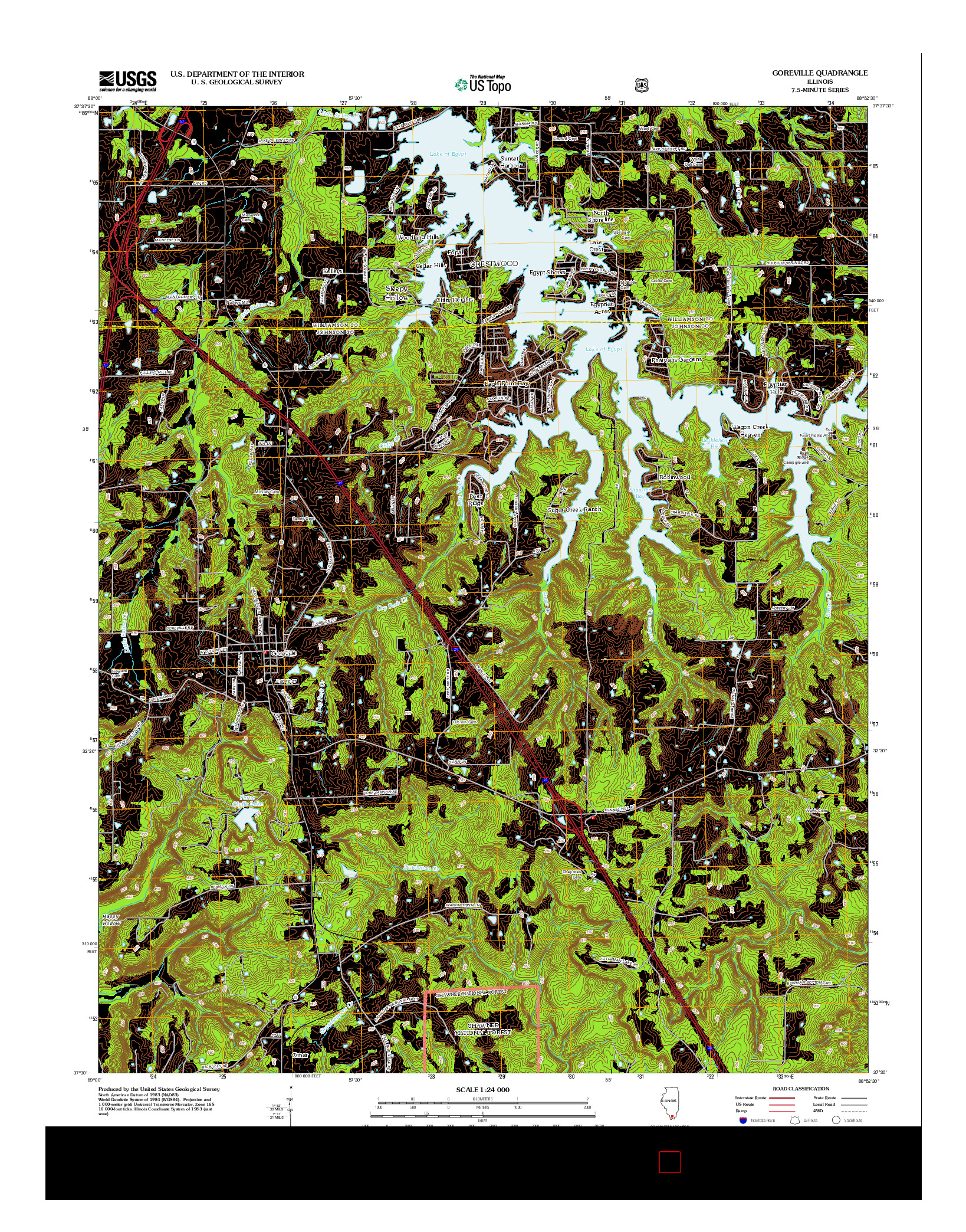 USGS US TOPO 7.5-MINUTE MAP FOR GOREVILLE, IL 2012