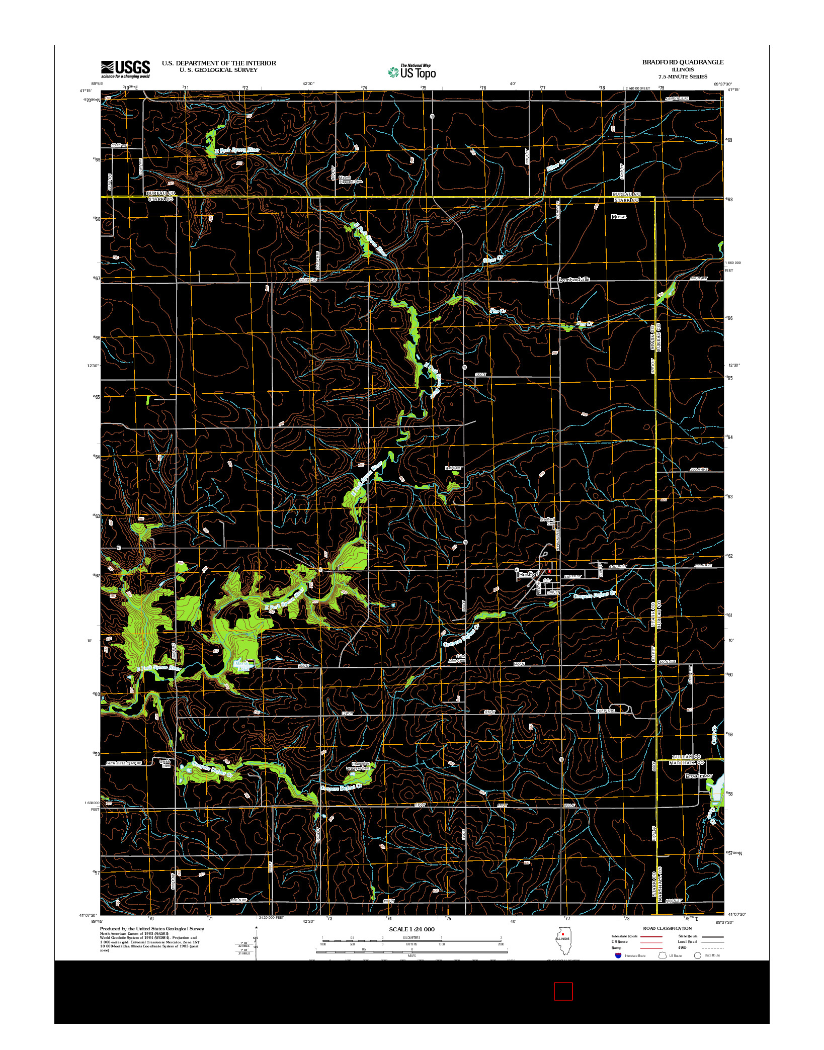 USGS US TOPO 7.5-MINUTE MAP FOR BRADFORD, IL 2012