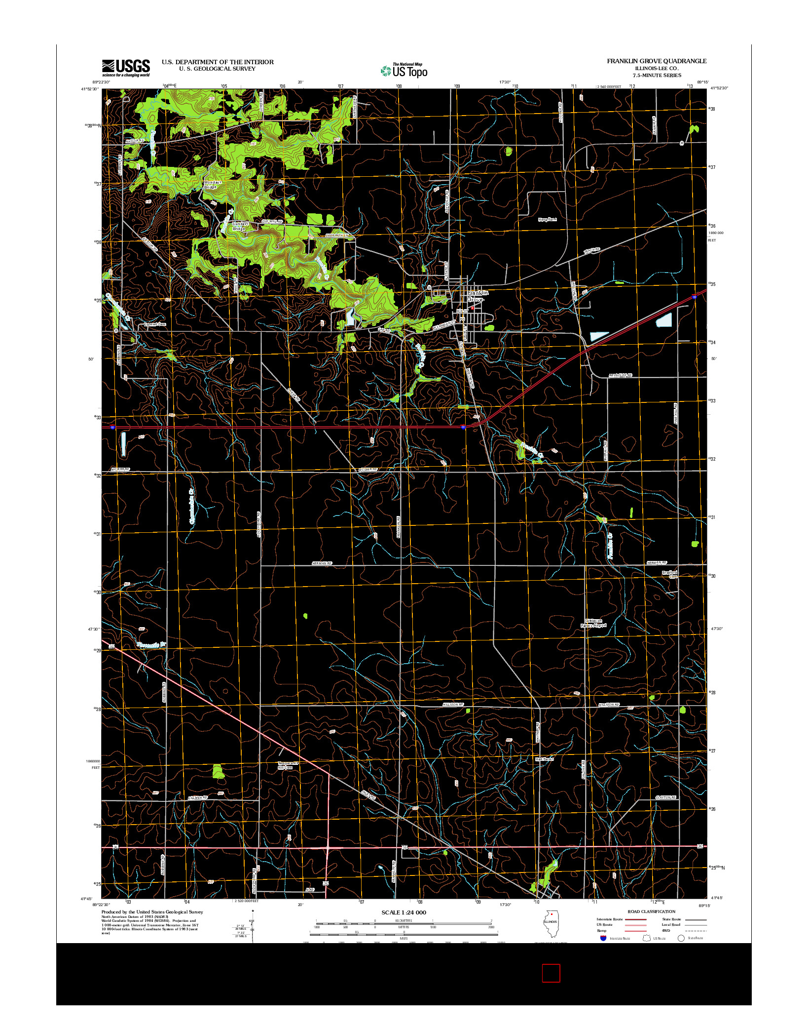 USGS US TOPO 7.5-MINUTE MAP FOR FRANKLIN GROVE, IL 2012