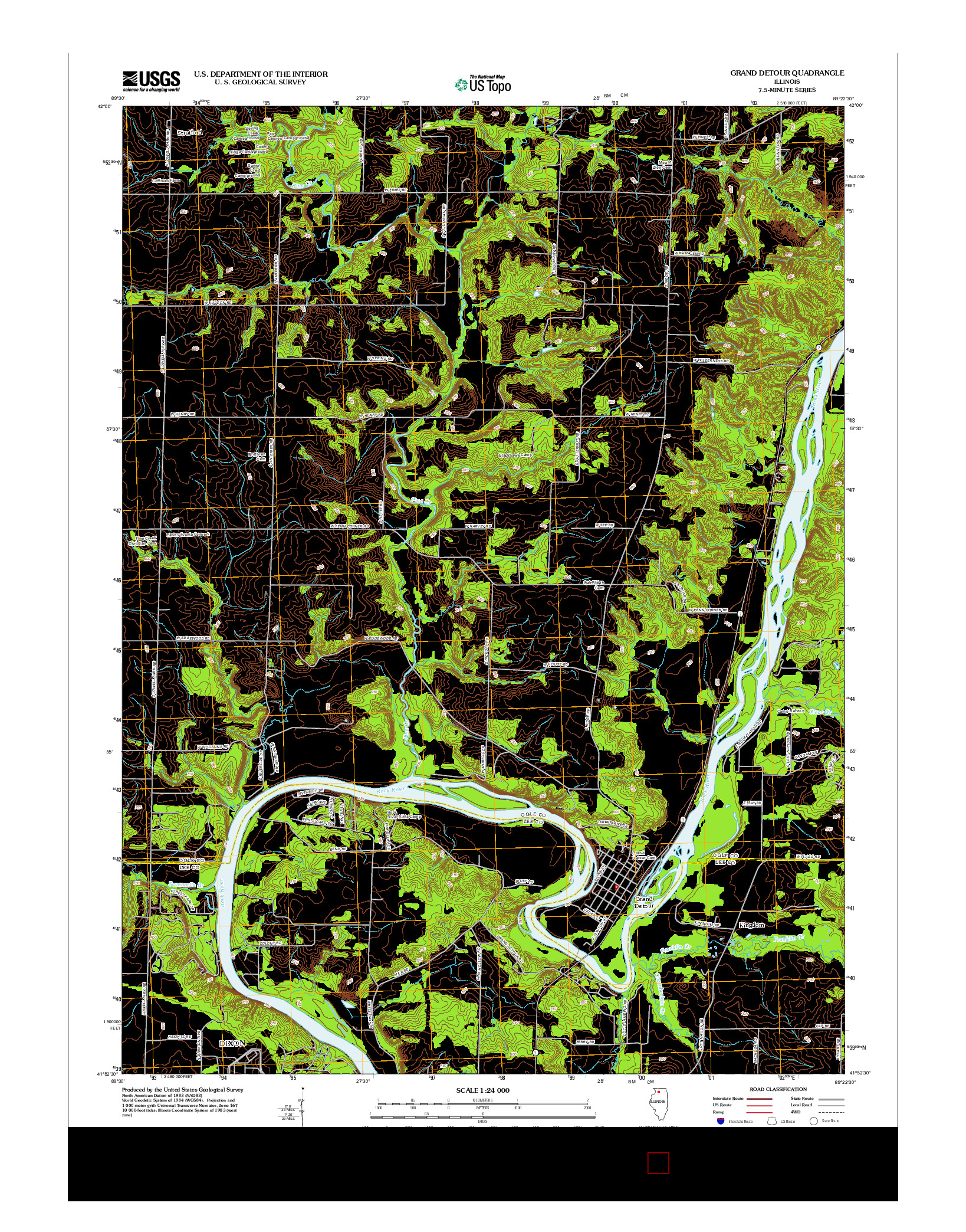 USGS US TOPO 7.5-MINUTE MAP FOR GRAND DETOUR, IL 2012