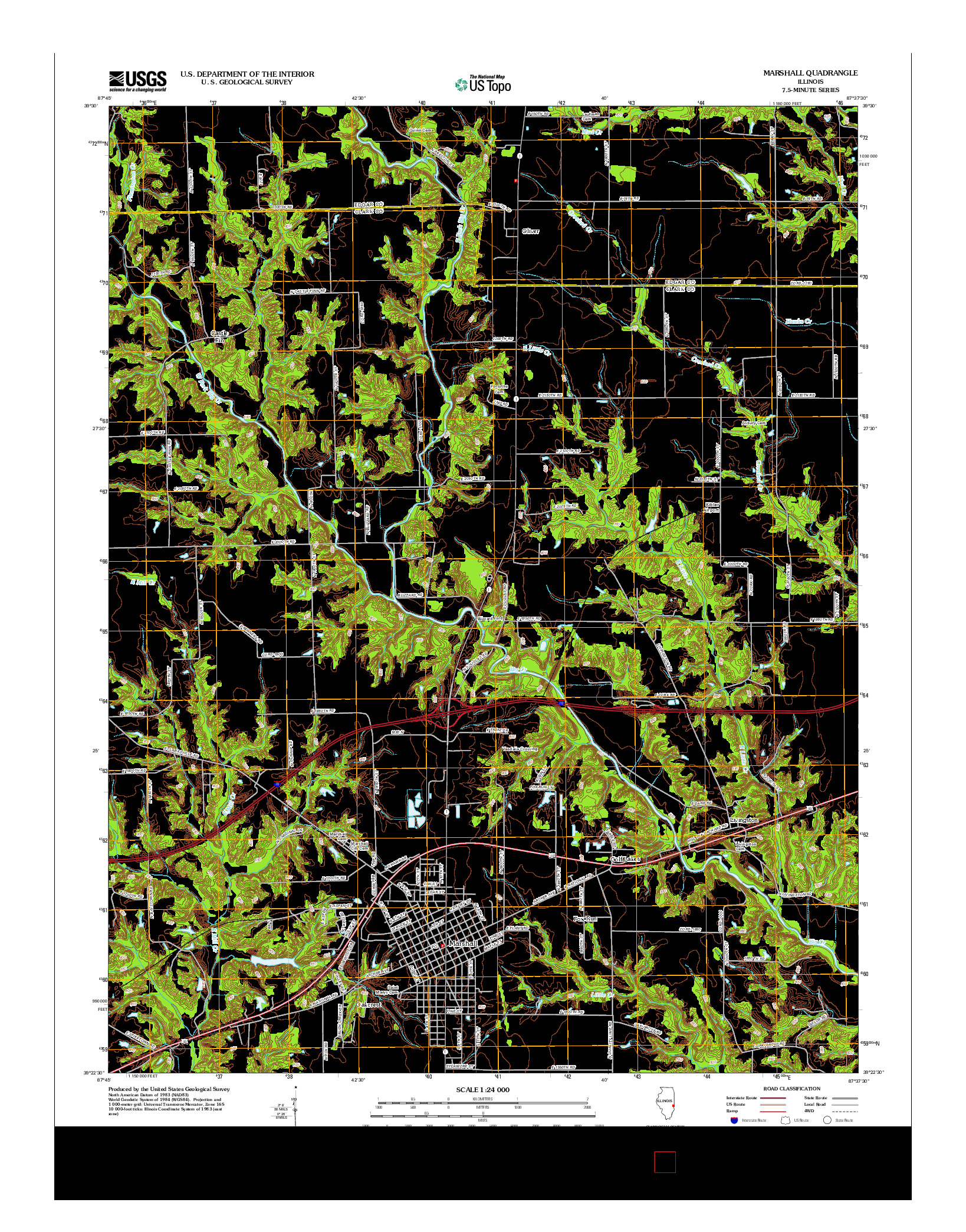 USGS US TOPO 7.5-MINUTE MAP FOR MARSHALL, IL 2012