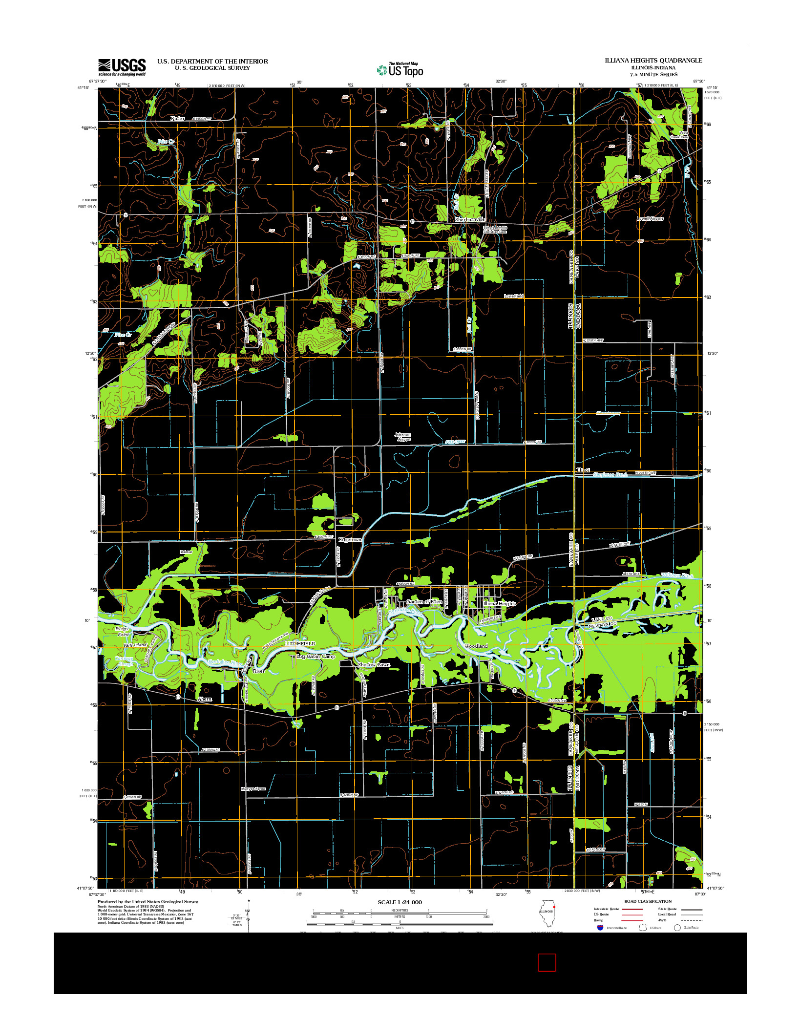 USGS US TOPO 7.5-MINUTE MAP FOR ILLIANA HEIGHTS, IL-IN 2012
