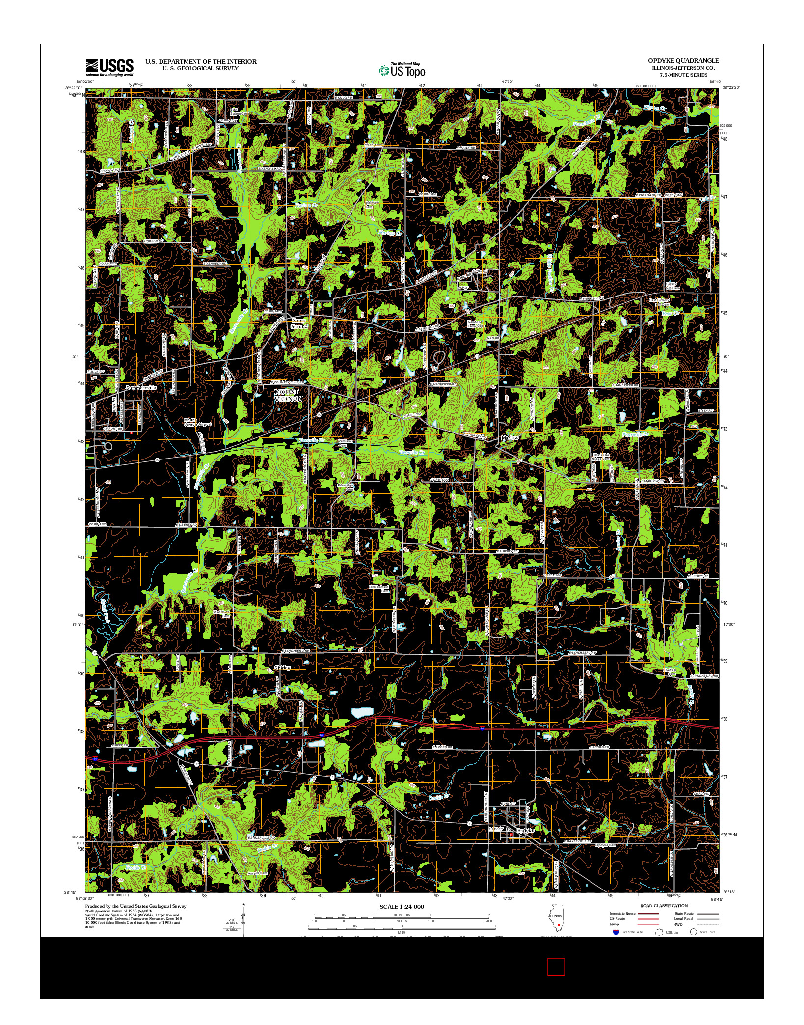USGS US TOPO 7.5-MINUTE MAP FOR OPDYKE, IL 2012