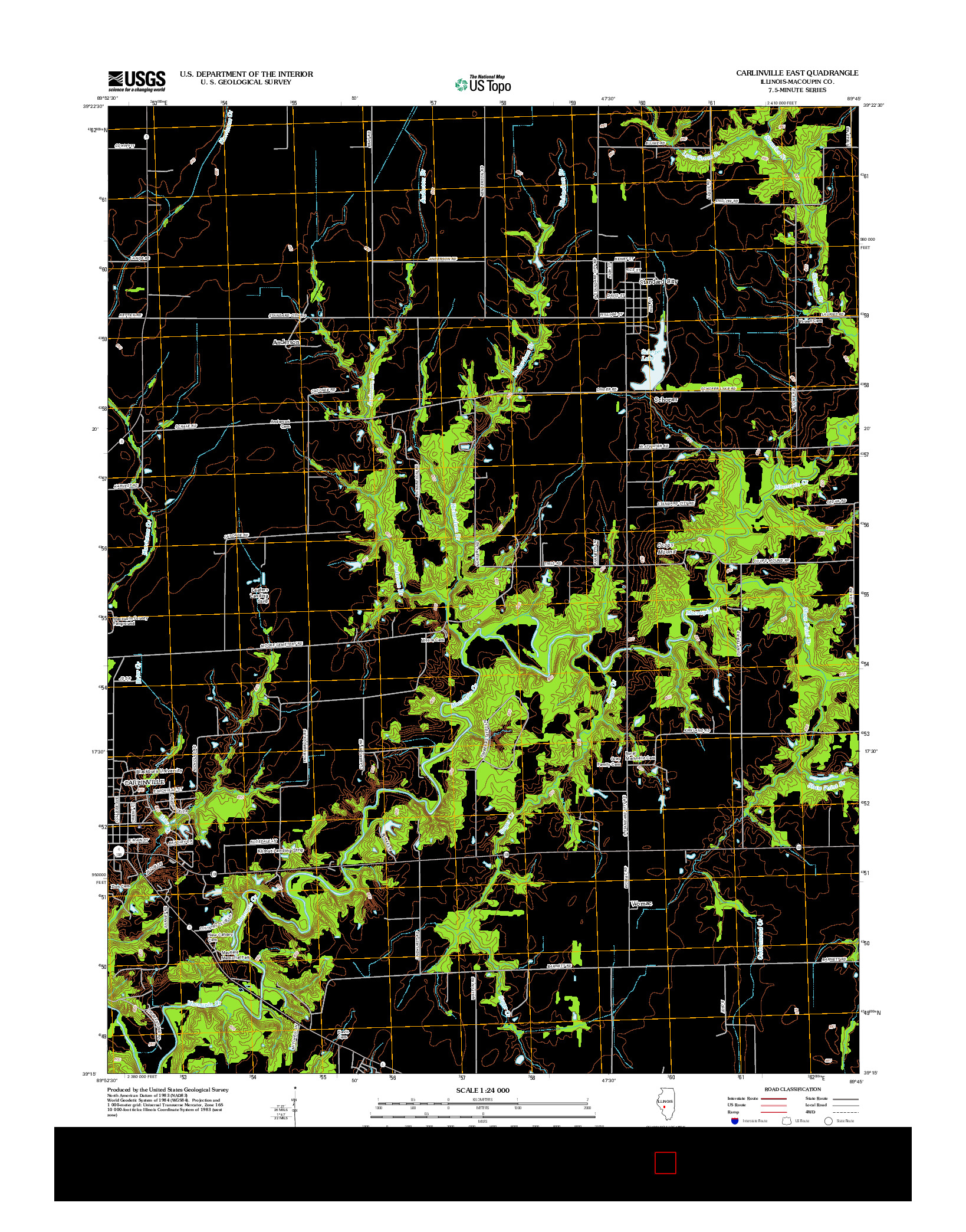 USGS US TOPO 7.5-MINUTE MAP FOR CARLINVILLE EAST, IL 2012