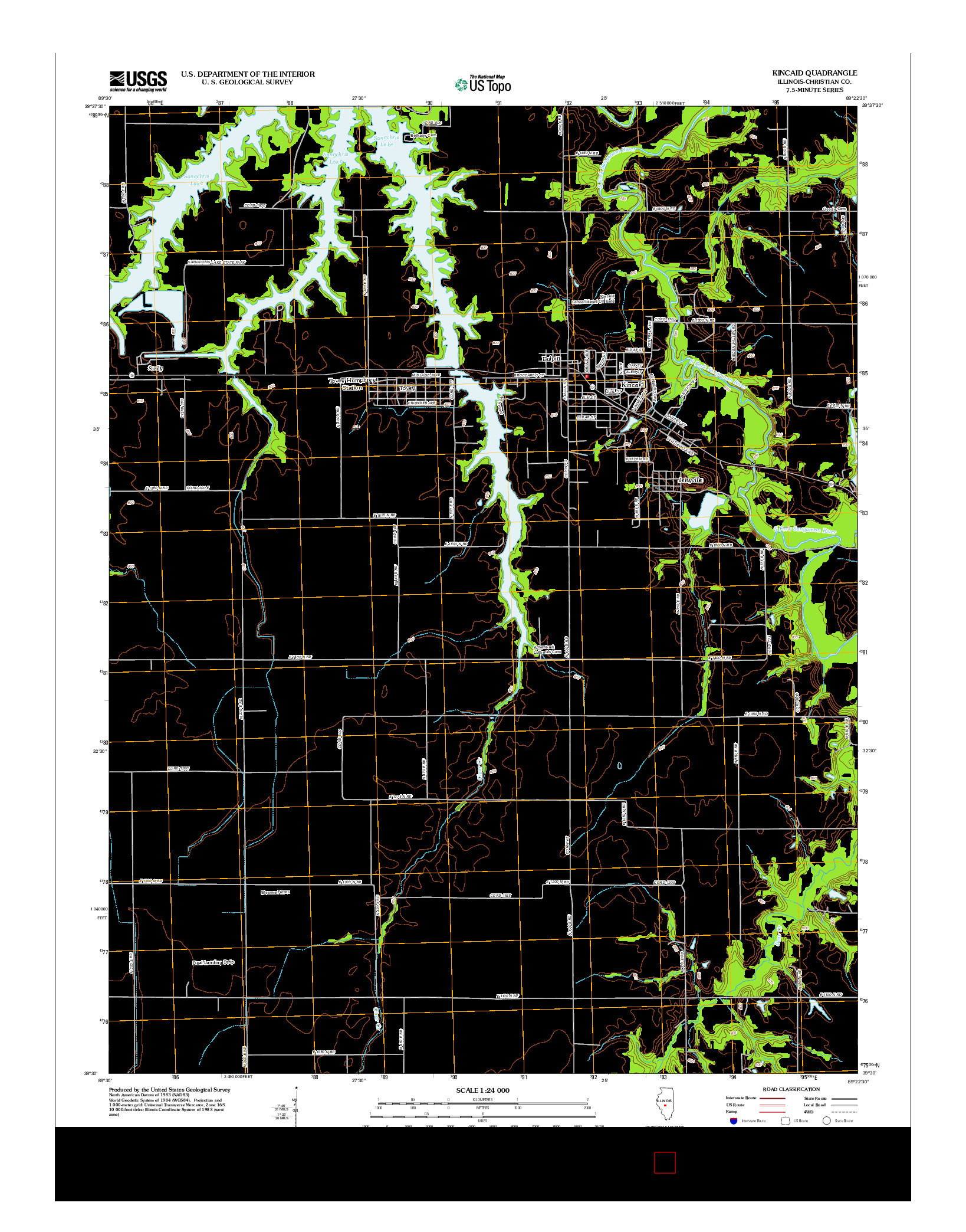 USGS US TOPO 7.5-MINUTE MAP FOR KINCAID, IL 2012