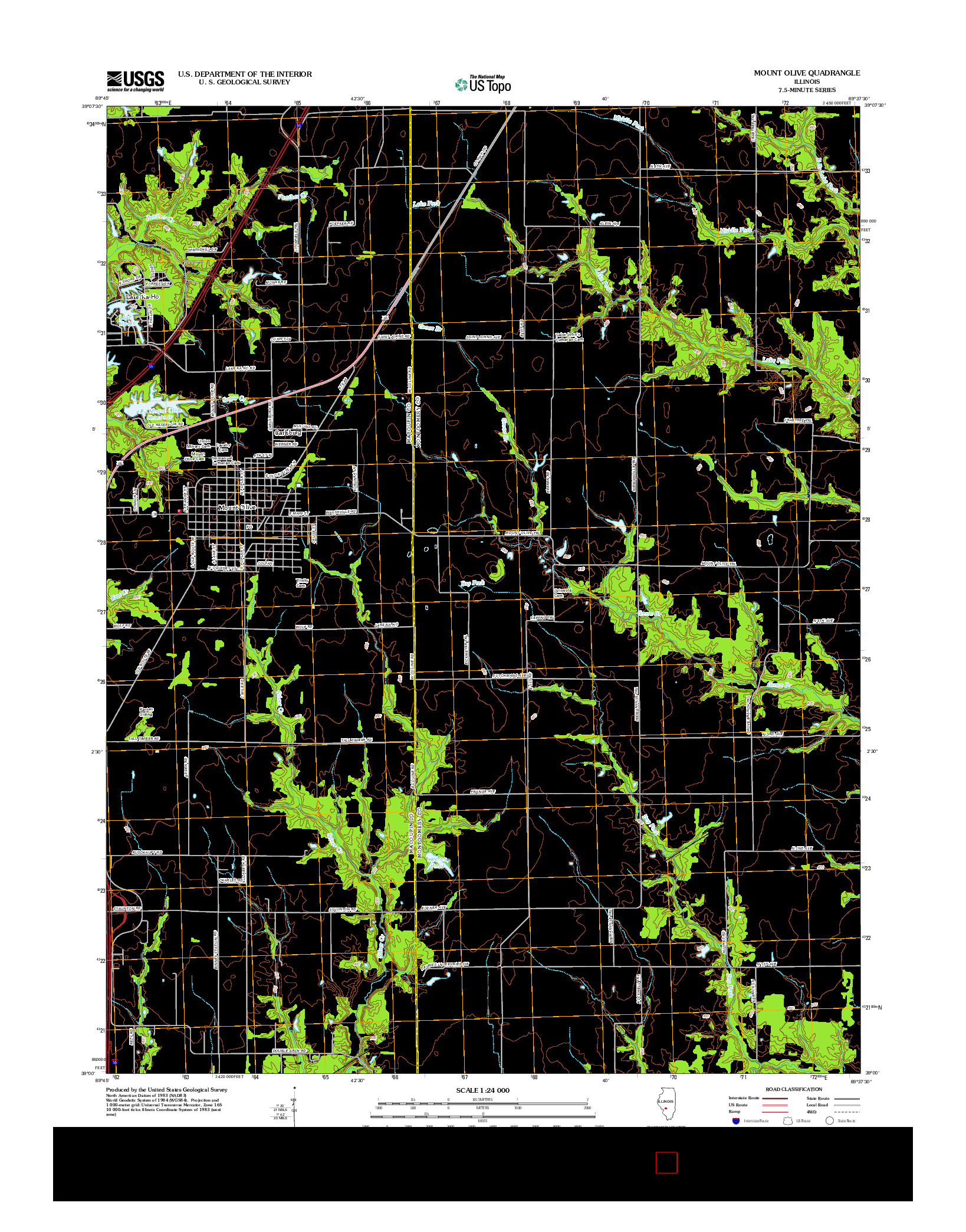 USGS US TOPO 7.5-MINUTE MAP FOR MOUNT OLIVE, IL 2012