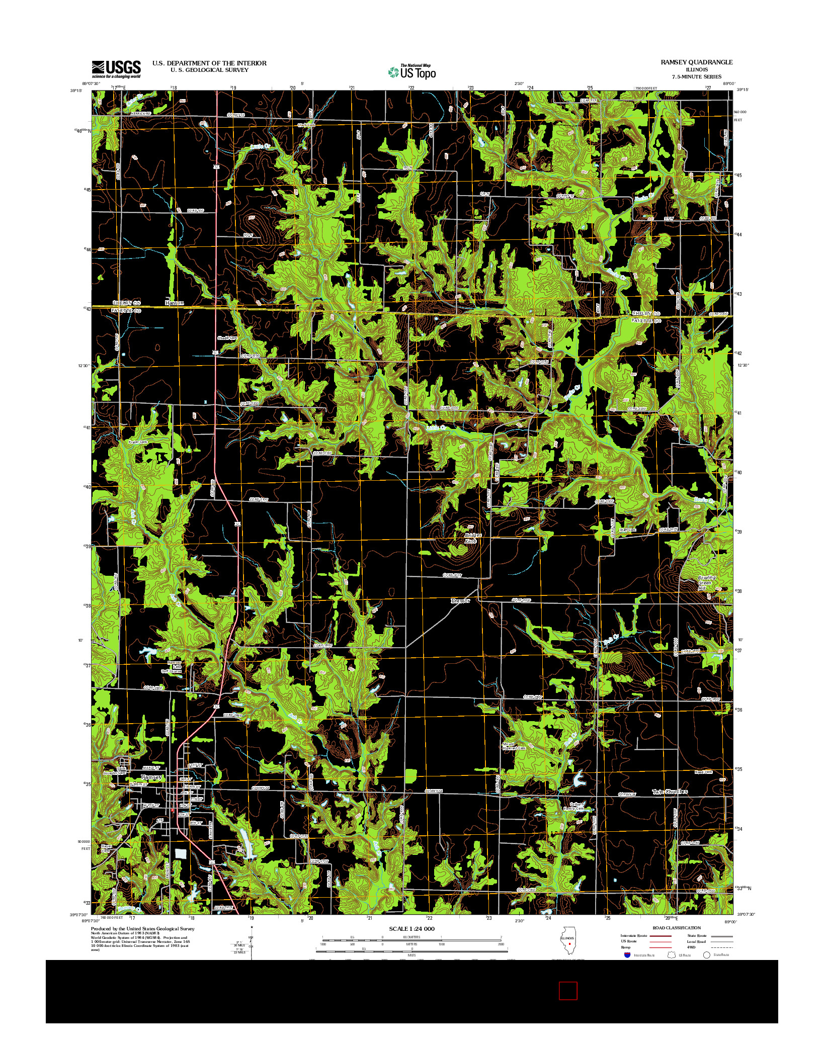 USGS US TOPO 7.5-MINUTE MAP FOR RAMSEY, IL 2012