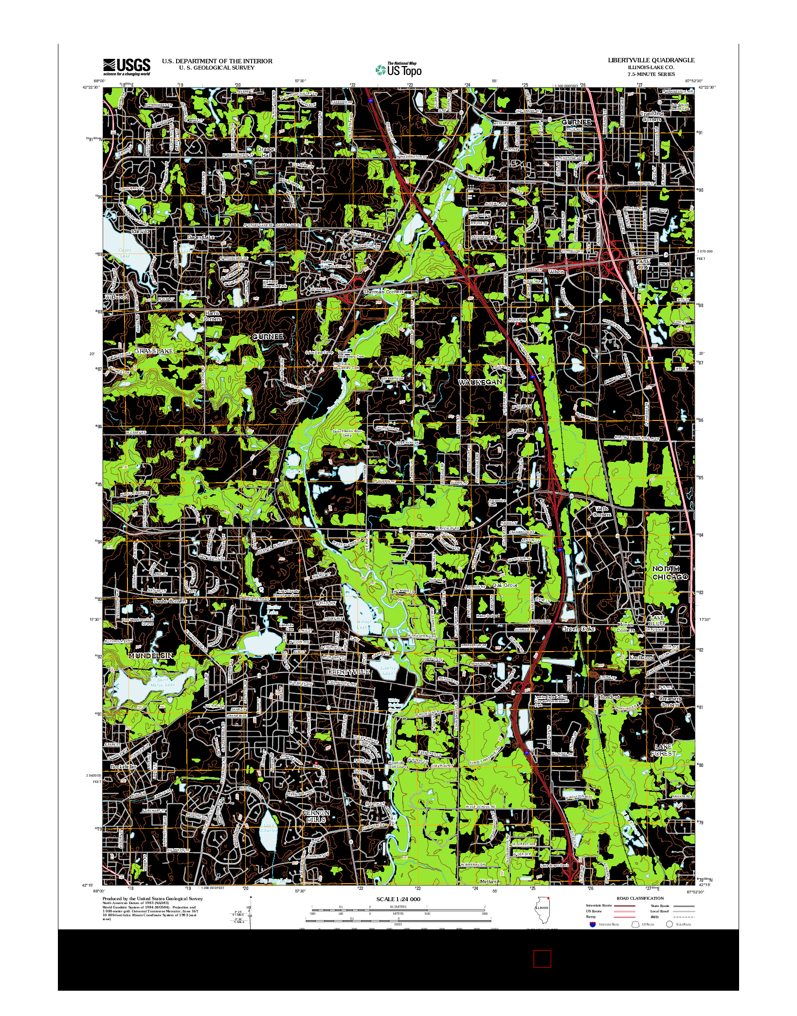 USGS US TOPO 7.5-MINUTE MAP FOR LIBERTYVILLE, IL 2012