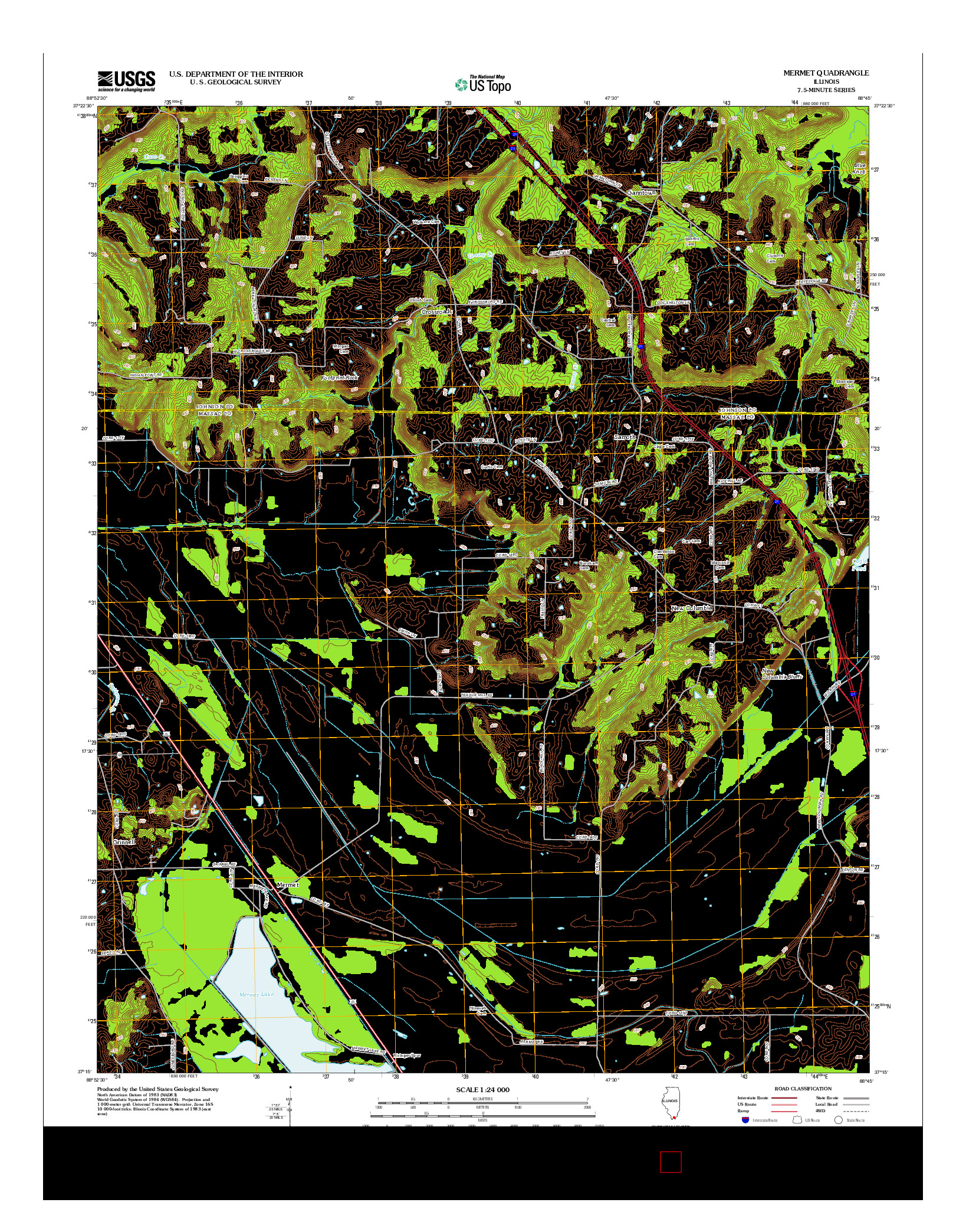 USGS US TOPO 7.5-MINUTE MAP FOR MERMET, IL 2012