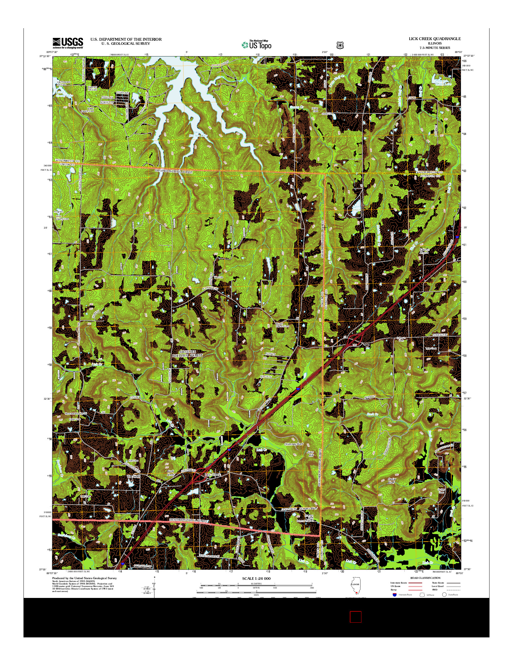 USGS US TOPO 7.5-MINUTE MAP FOR LICK CREEK, IL 2012