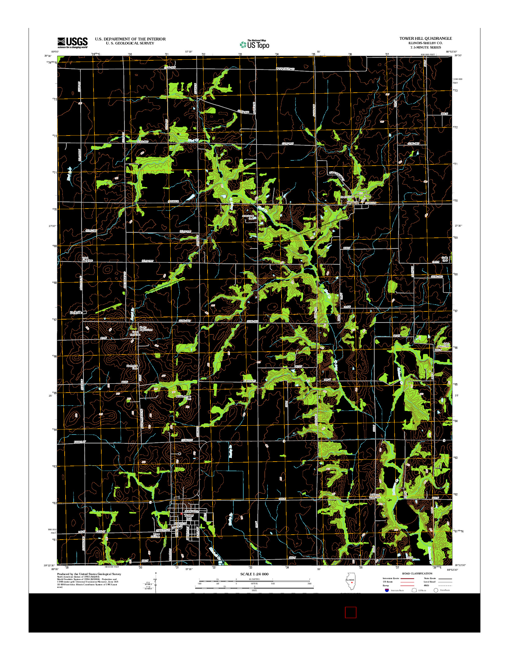 USGS US TOPO 7.5-MINUTE MAP FOR TOWER HILL, IL 2012