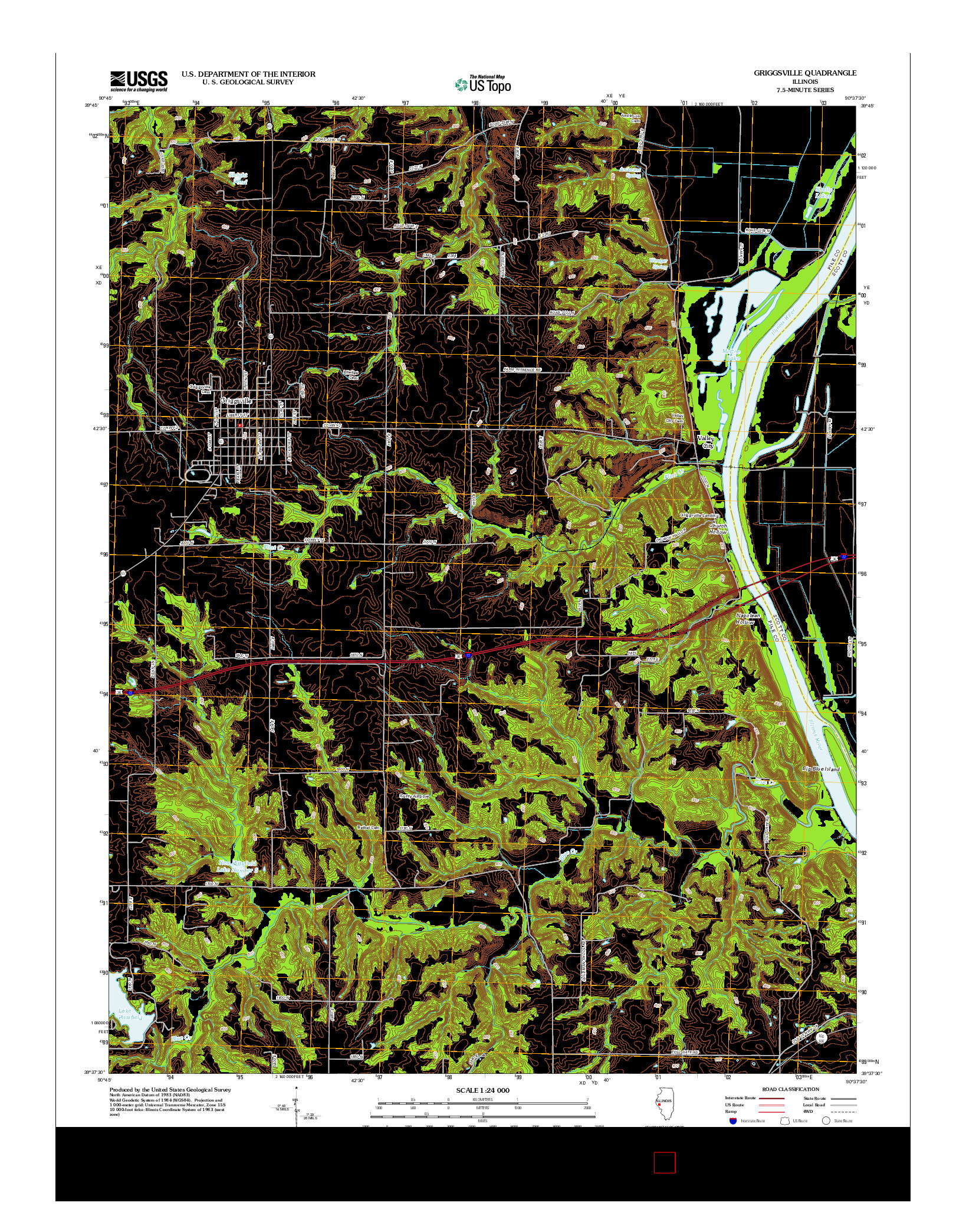 USGS US TOPO 7.5-MINUTE MAP FOR GRIGGSVILLE, IL 2012
