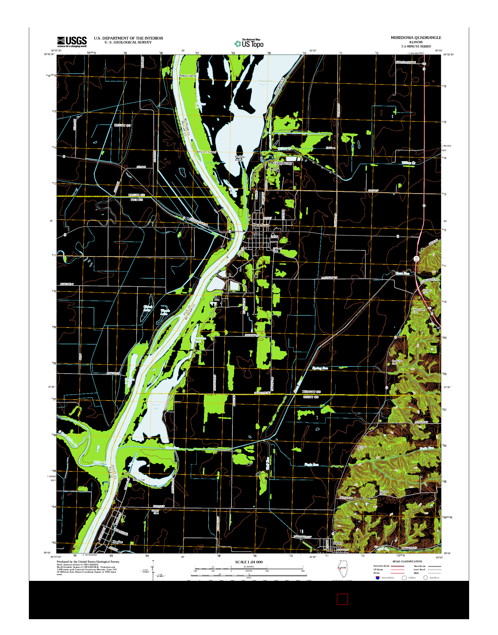 USGS US TOPO 7.5-MINUTE MAP FOR MEREDOSIA, IL 2012