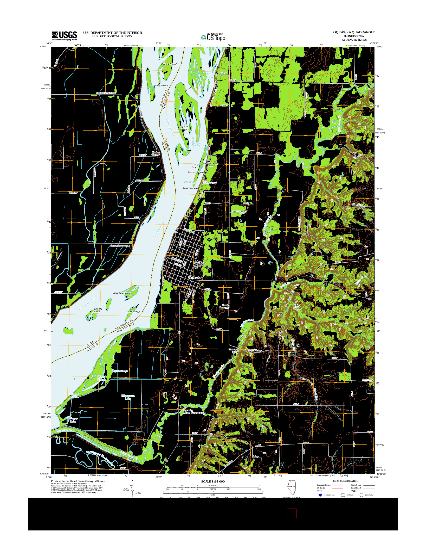 USGS US TOPO 7.5-MINUTE MAP FOR OQUAWKA, IL-IA 2012