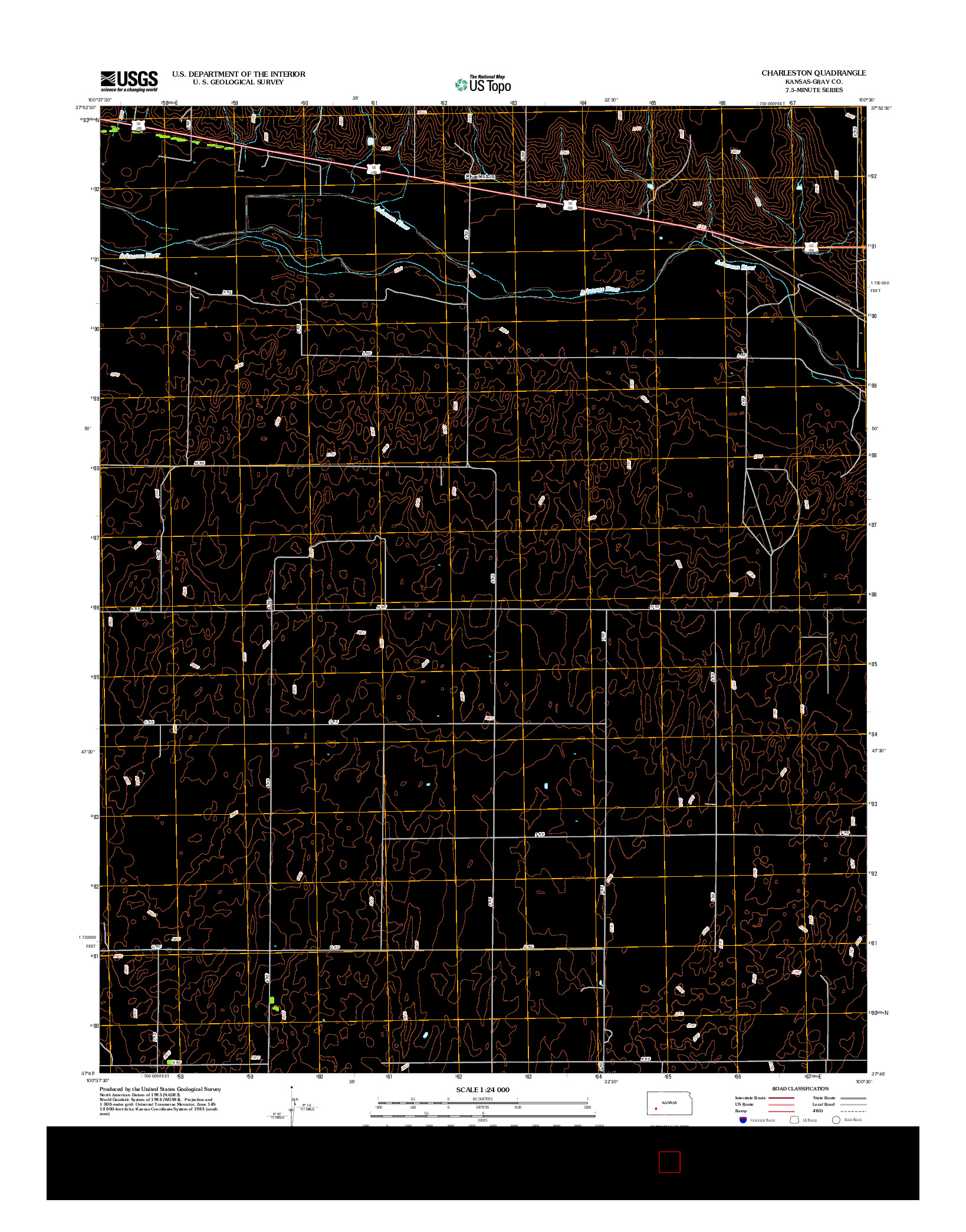 USGS US TOPO 7.5-MINUTE MAP FOR CHARLESTON, KS 2012