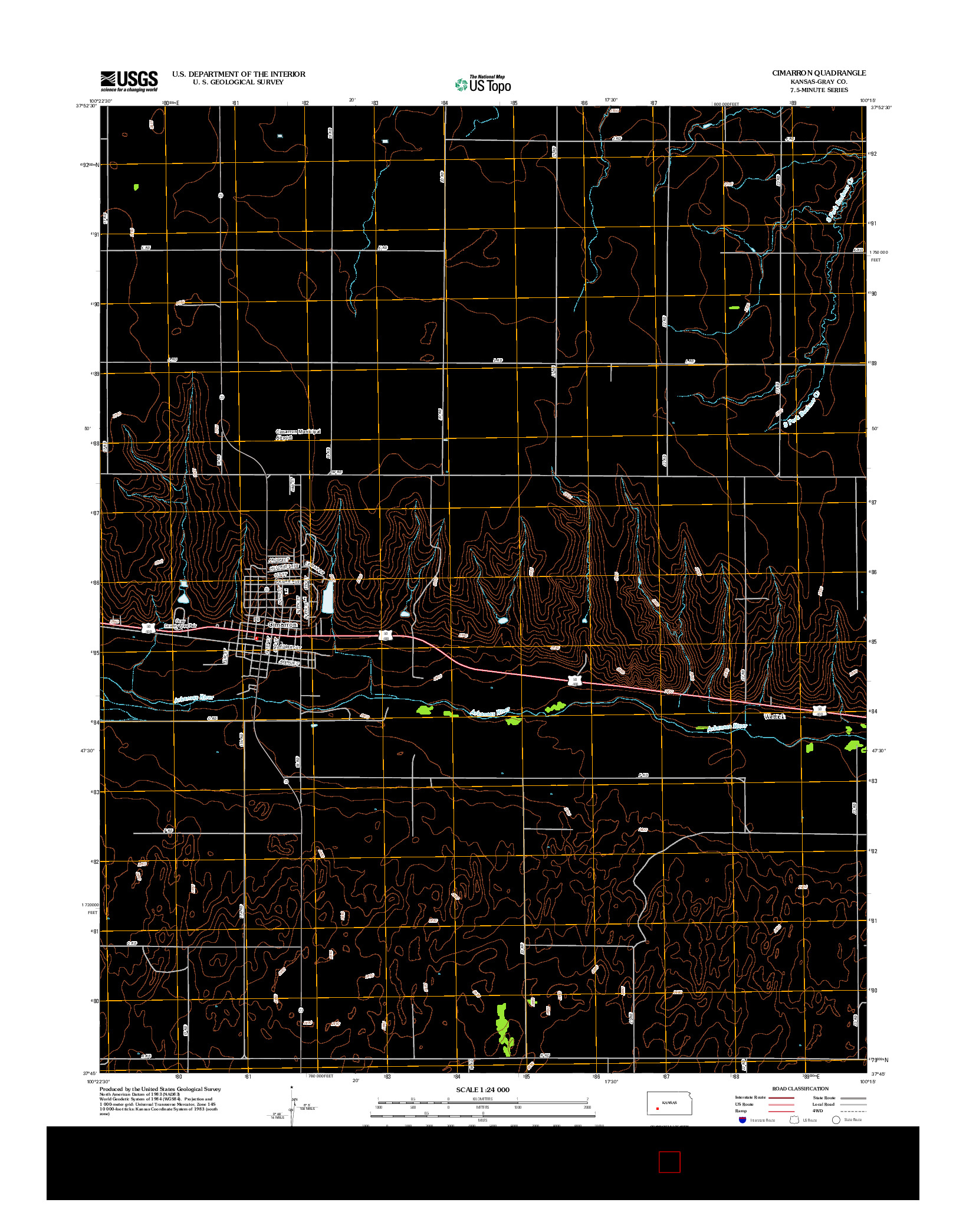 USGS US TOPO 7.5-MINUTE MAP FOR CIMARRON, KS 2012