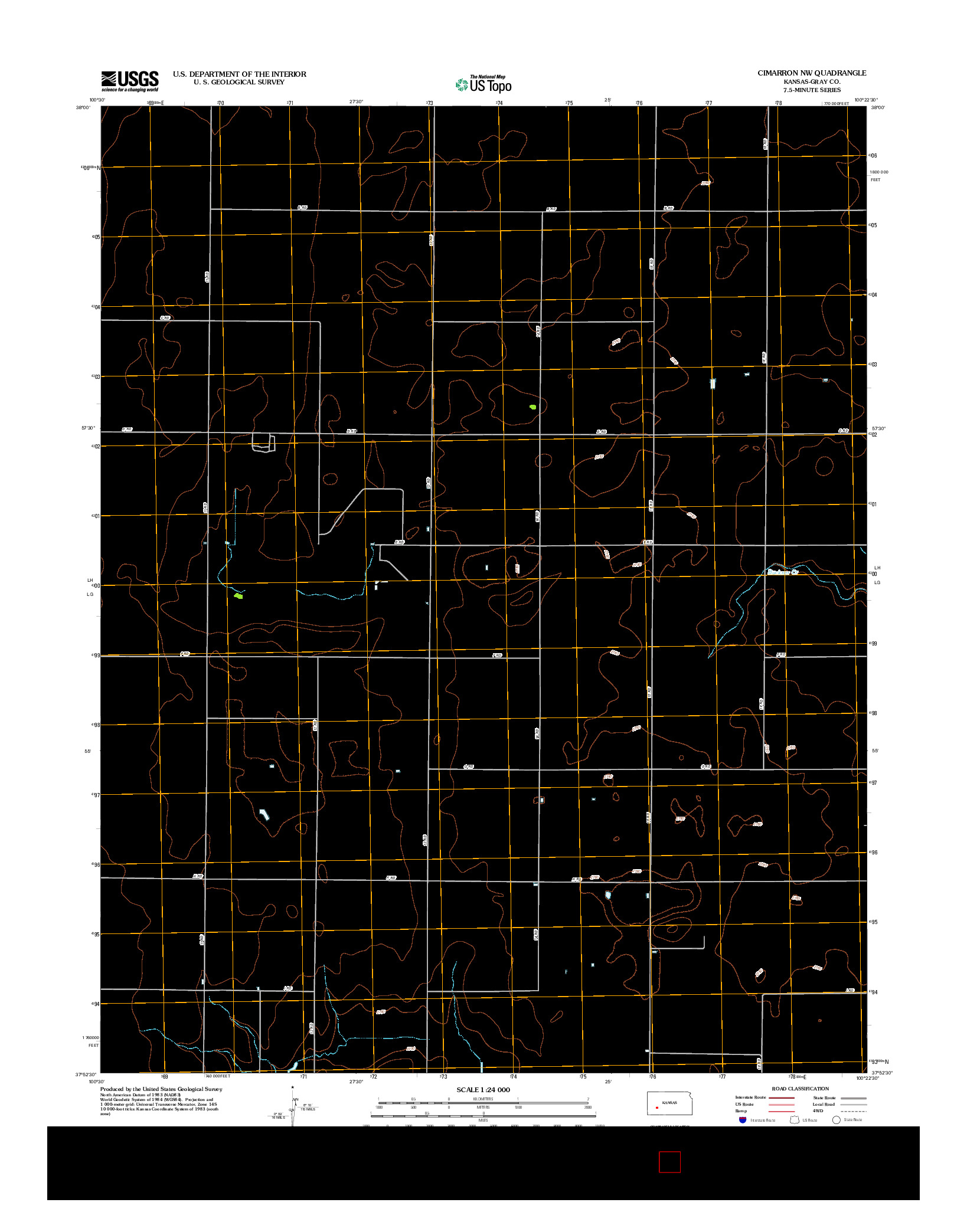 USGS US TOPO 7.5-MINUTE MAP FOR CIMARRON NW, KS 2012