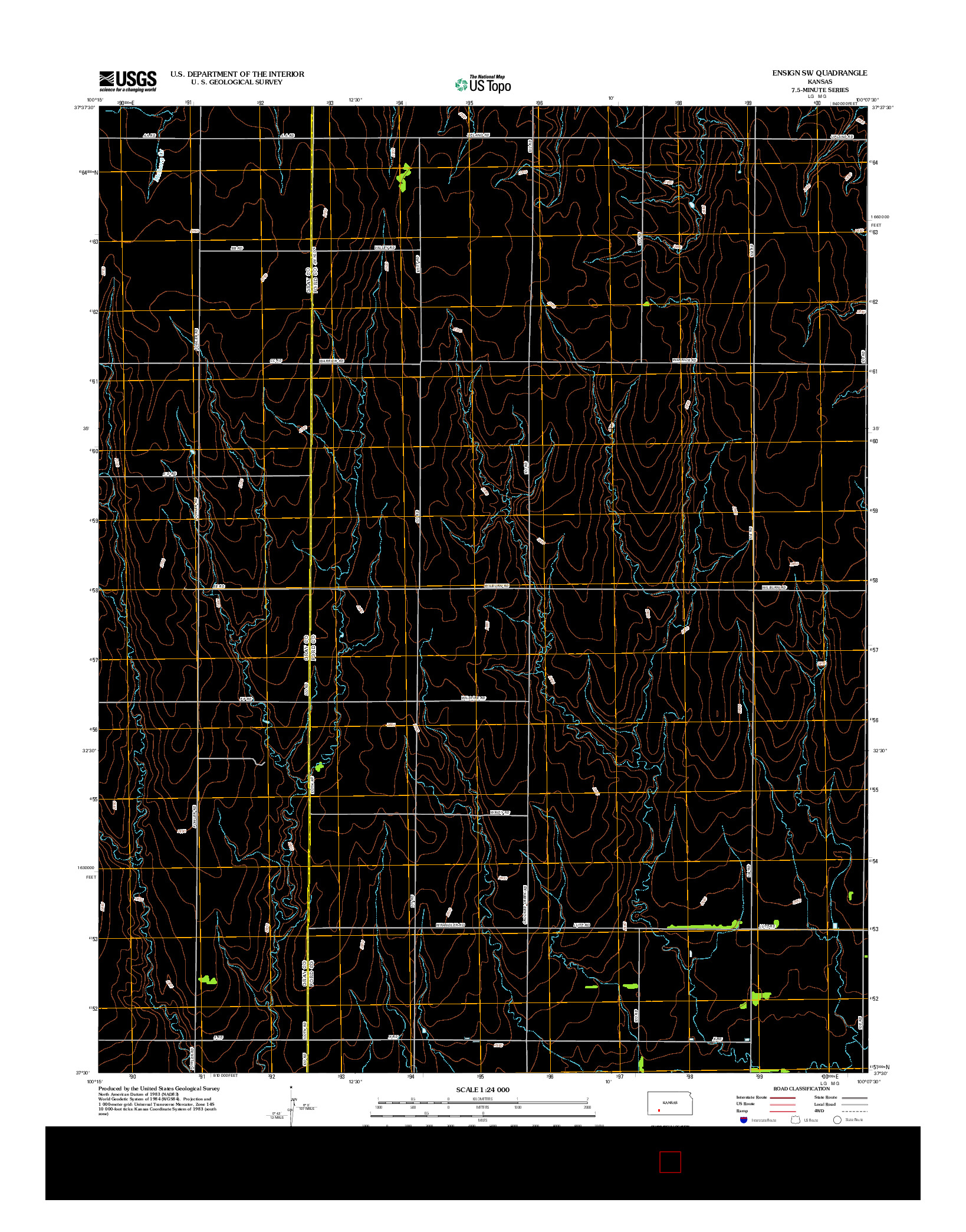 USGS US TOPO 7.5-MINUTE MAP FOR ENSIGN SW, KS 2012