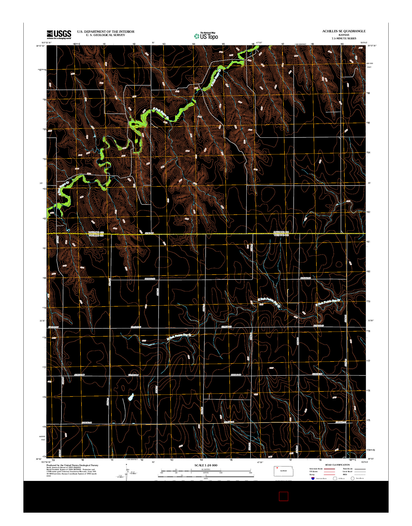 USGS US TOPO 7.5-MINUTE MAP FOR ACHILLES SE, KS 2012