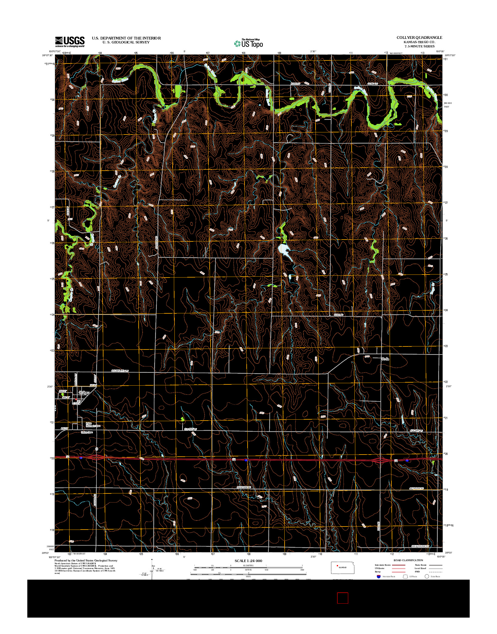 USGS US TOPO 7.5-MINUTE MAP FOR COLLYER, KS 2012