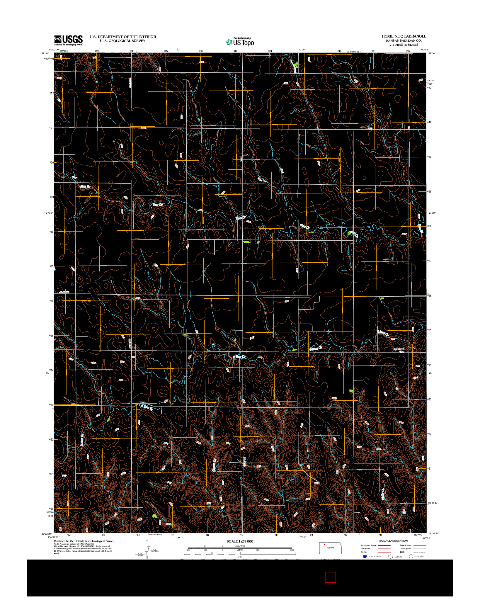 USGS US TOPO 7.5-MINUTE MAP FOR HOXIE NE, KS 2012