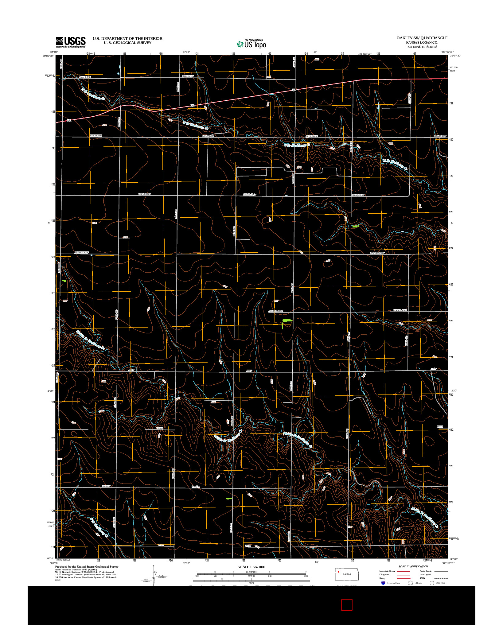 USGS US TOPO 7.5-MINUTE MAP FOR OAKLEY SW, KS 2012