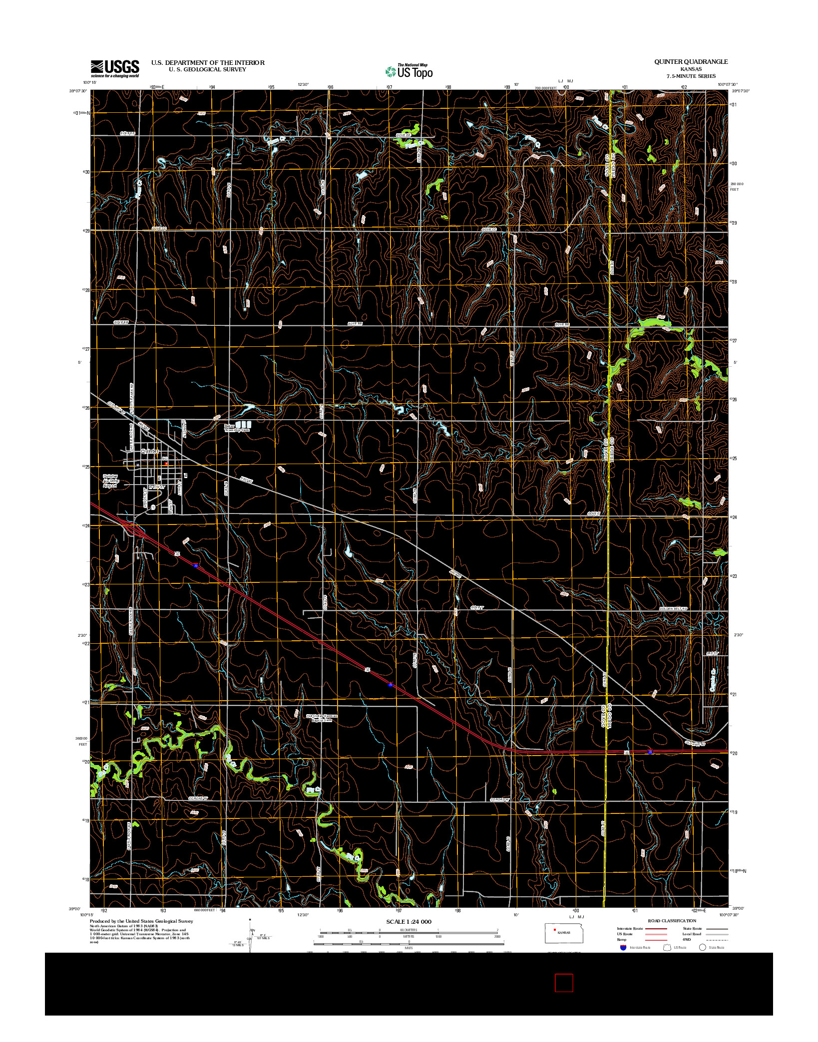 USGS US TOPO 7.5-MINUTE MAP FOR QUINTER, KS 2012