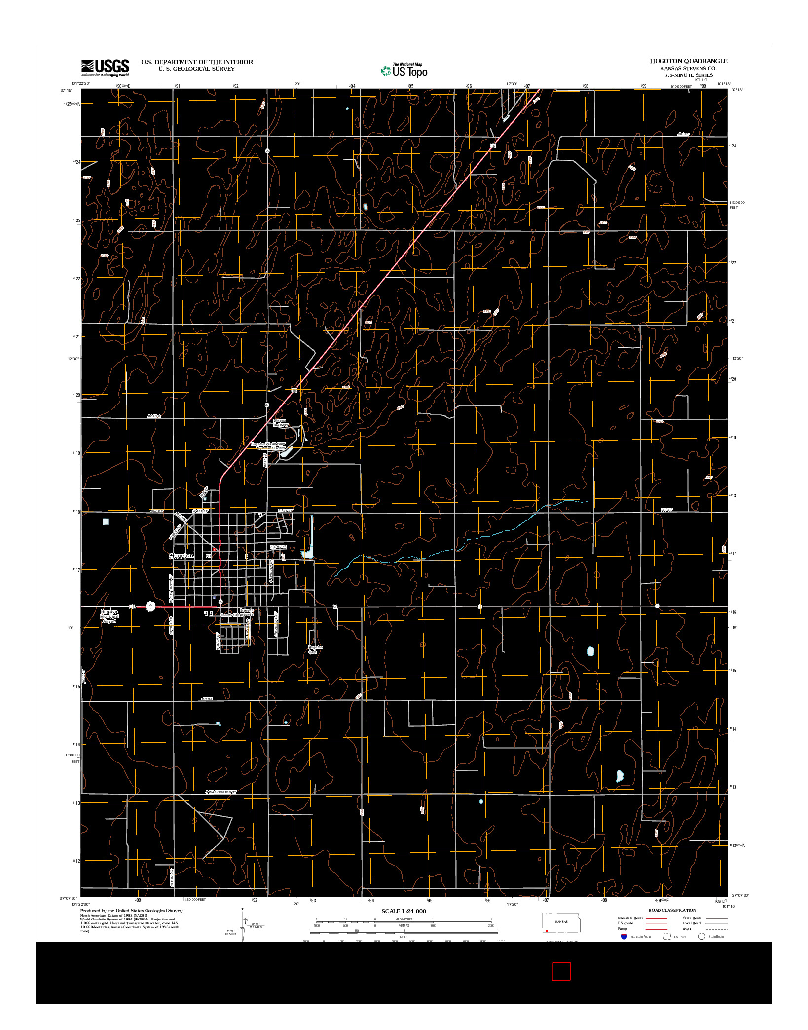 USGS US TOPO 7.5-MINUTE MAP FOR HUGOTON, KS 2012