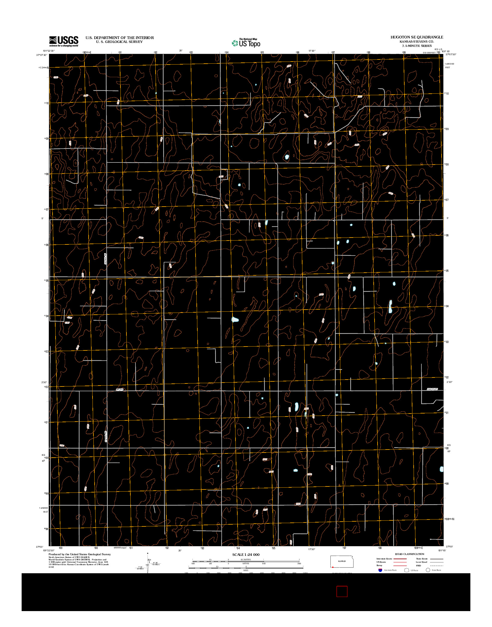 USGS US TOPO 7.5-MINUTE MAP FOR HUGOTON SE, KS 2012