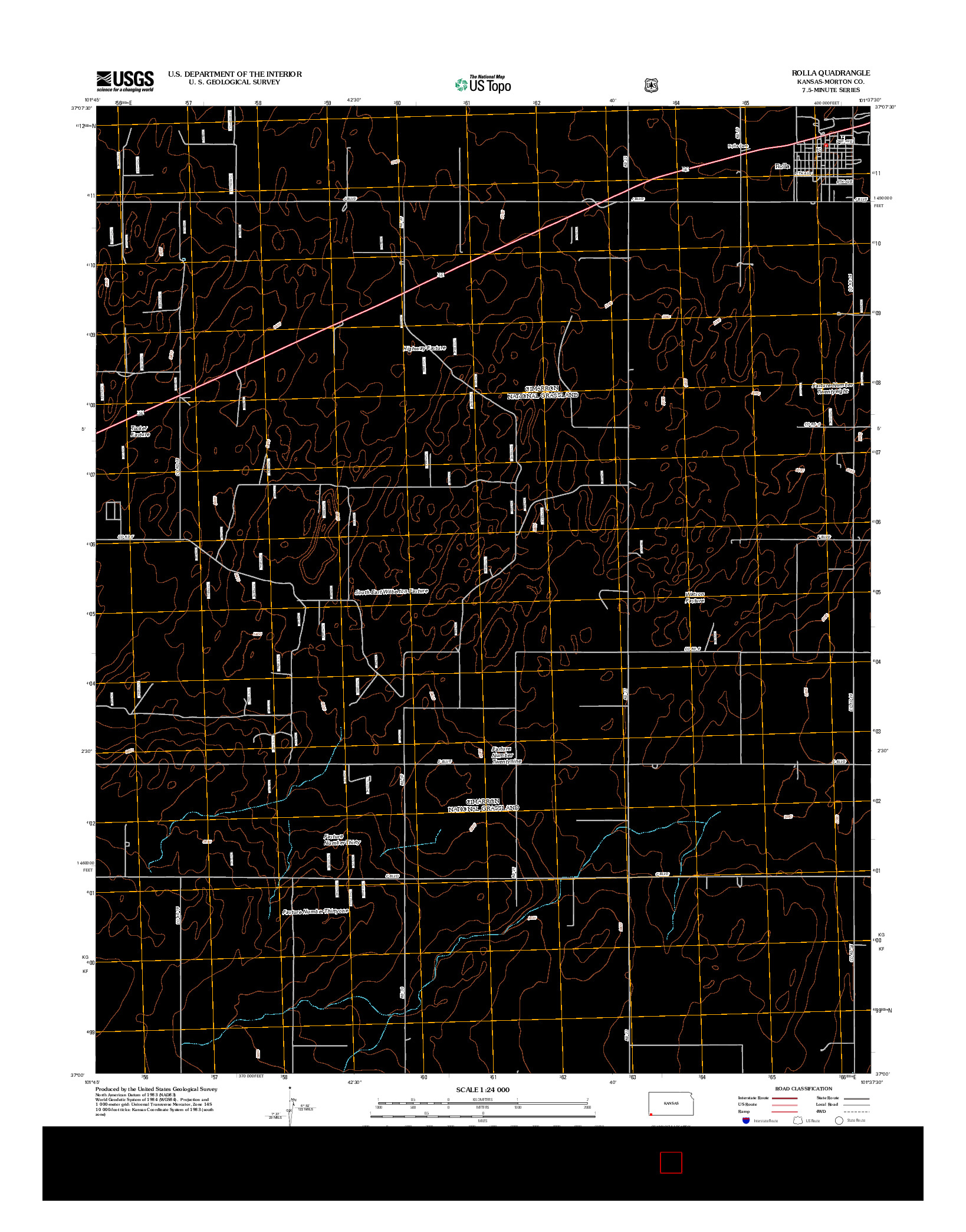 USGS US TOPO 7.5-MINUTE MAP FOR ROLLA, KS 2012