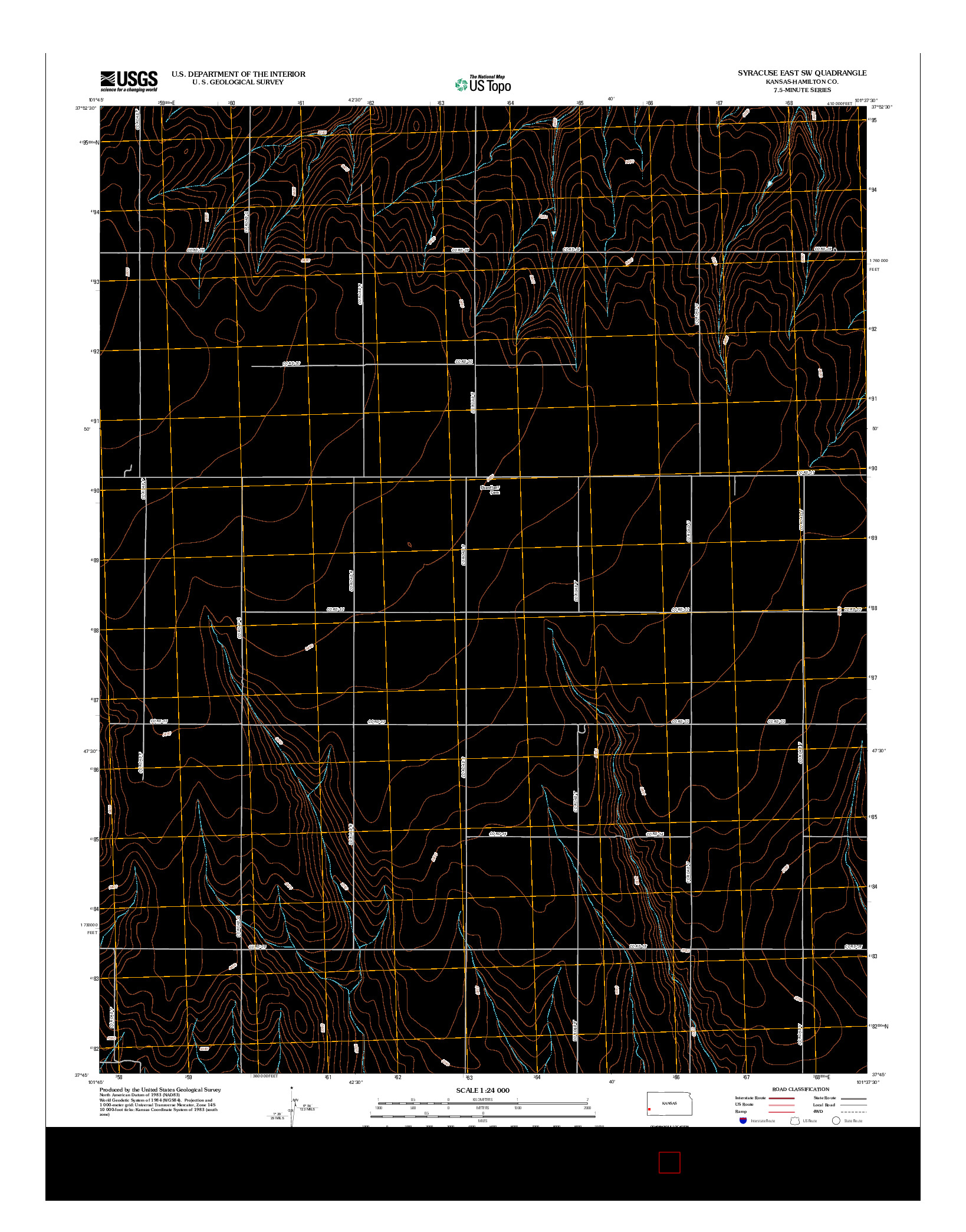 USGS US TOPO 7.5-MINUTE MAP FOR SYRACUSE EAST SW, KS 2012